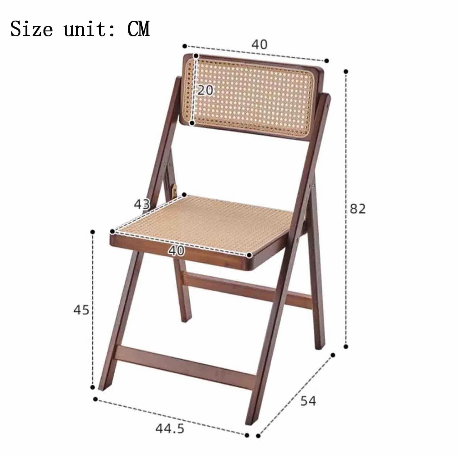 Silla plegable de ratán, silla de respaldo, casa de familia minimalista, Hogar de bambú, silla de sala de estar, respaldo de ocio, silla de comedor,4pcs silla,walnut