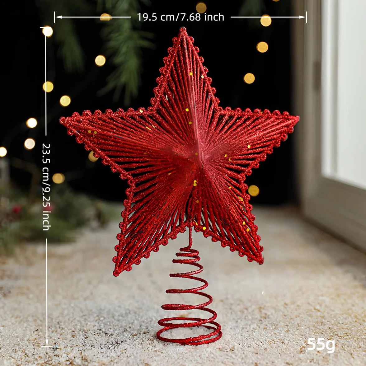 Estrella de Cinco Puntas Rojo 20cm Topper para Árbol de Navidad