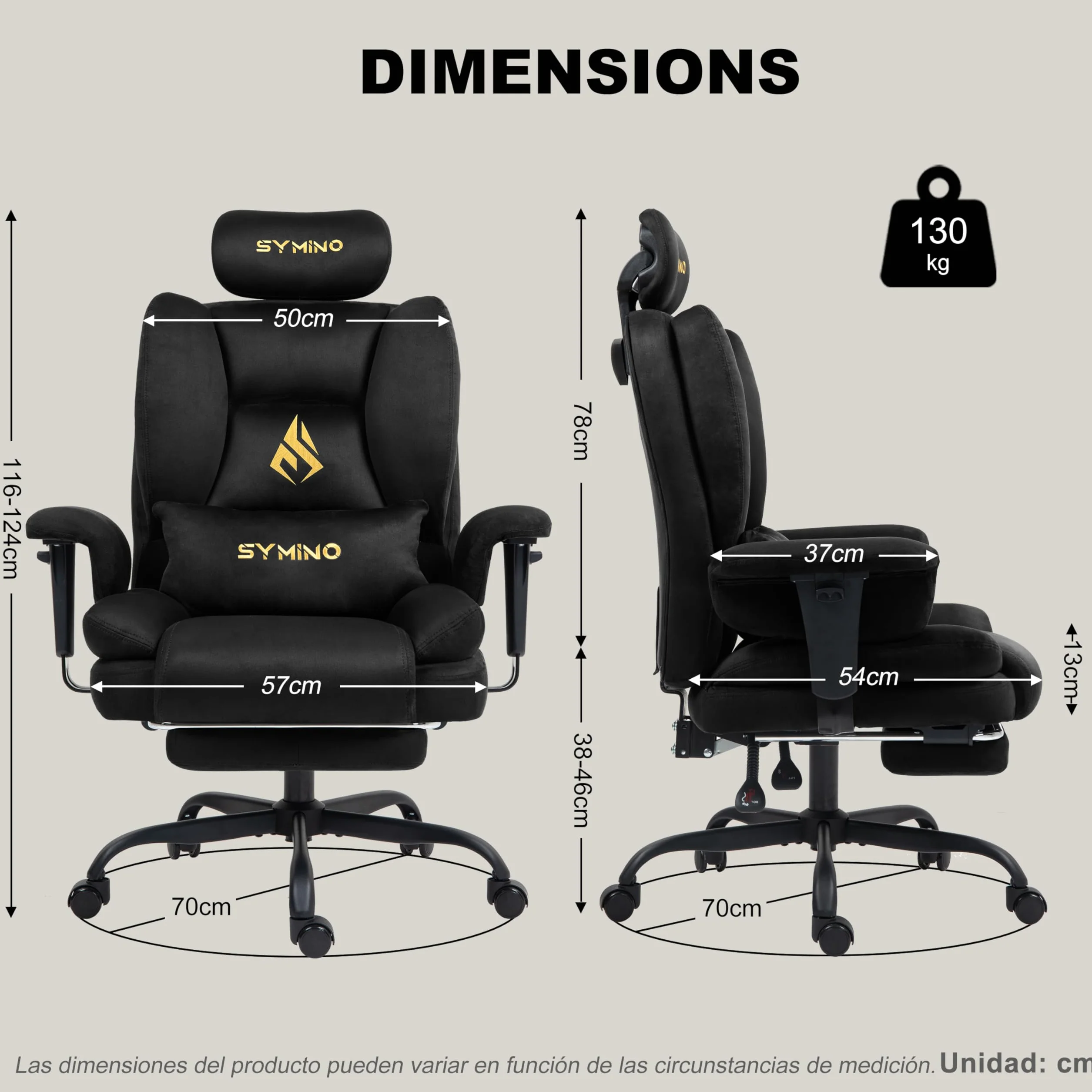 Symino Silla Gaming Ergonomica con Reposapiés - Silla Gamer de Oficina Reclinable 90-155° con Reposabrazos Ajustable -Adultos hasta 130kg