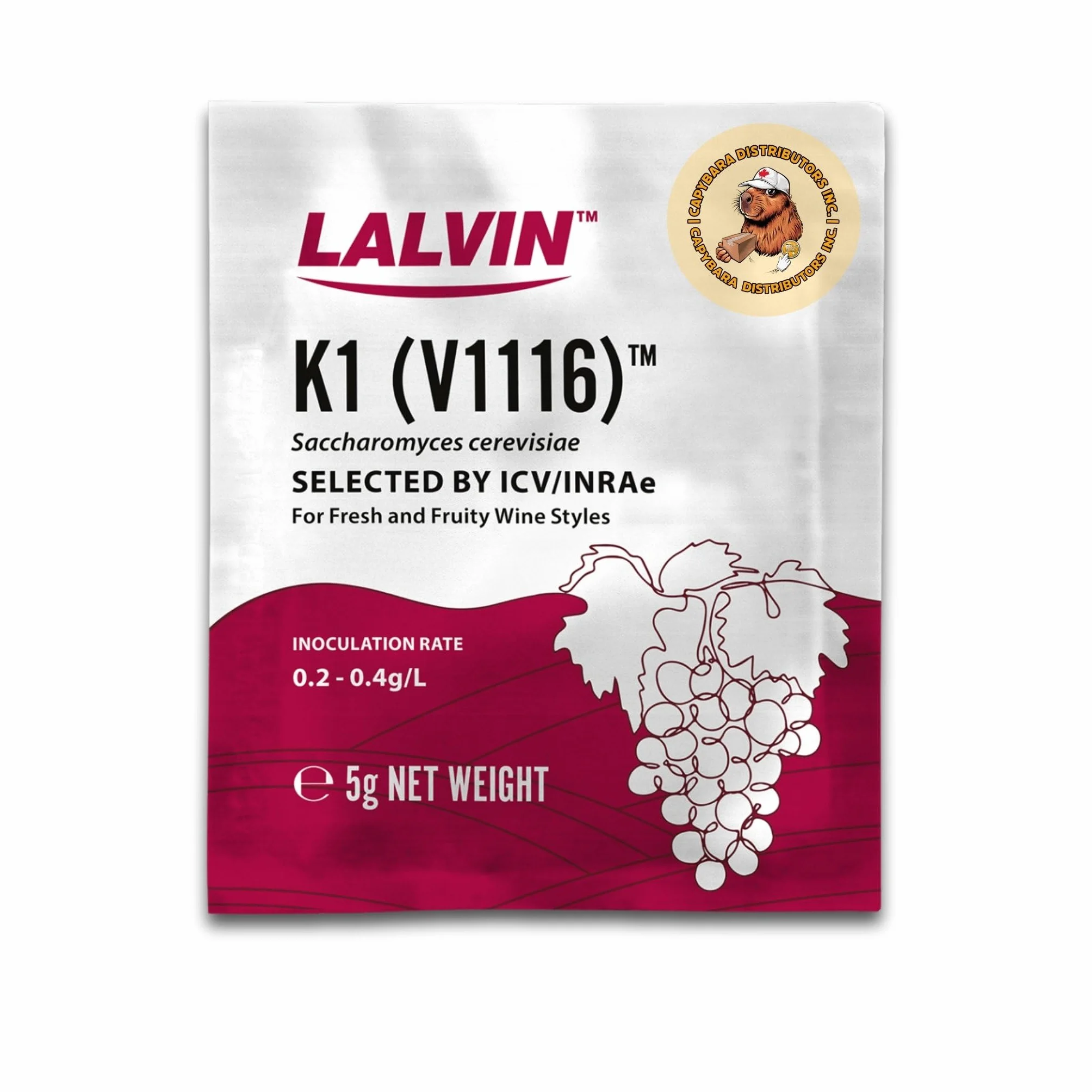 Lalvin K1-V1116 Levadura de Vino 5 Paquetes - Levadura de Hidromiel - Saccharomyces cerevisiae - 5 g Sachets