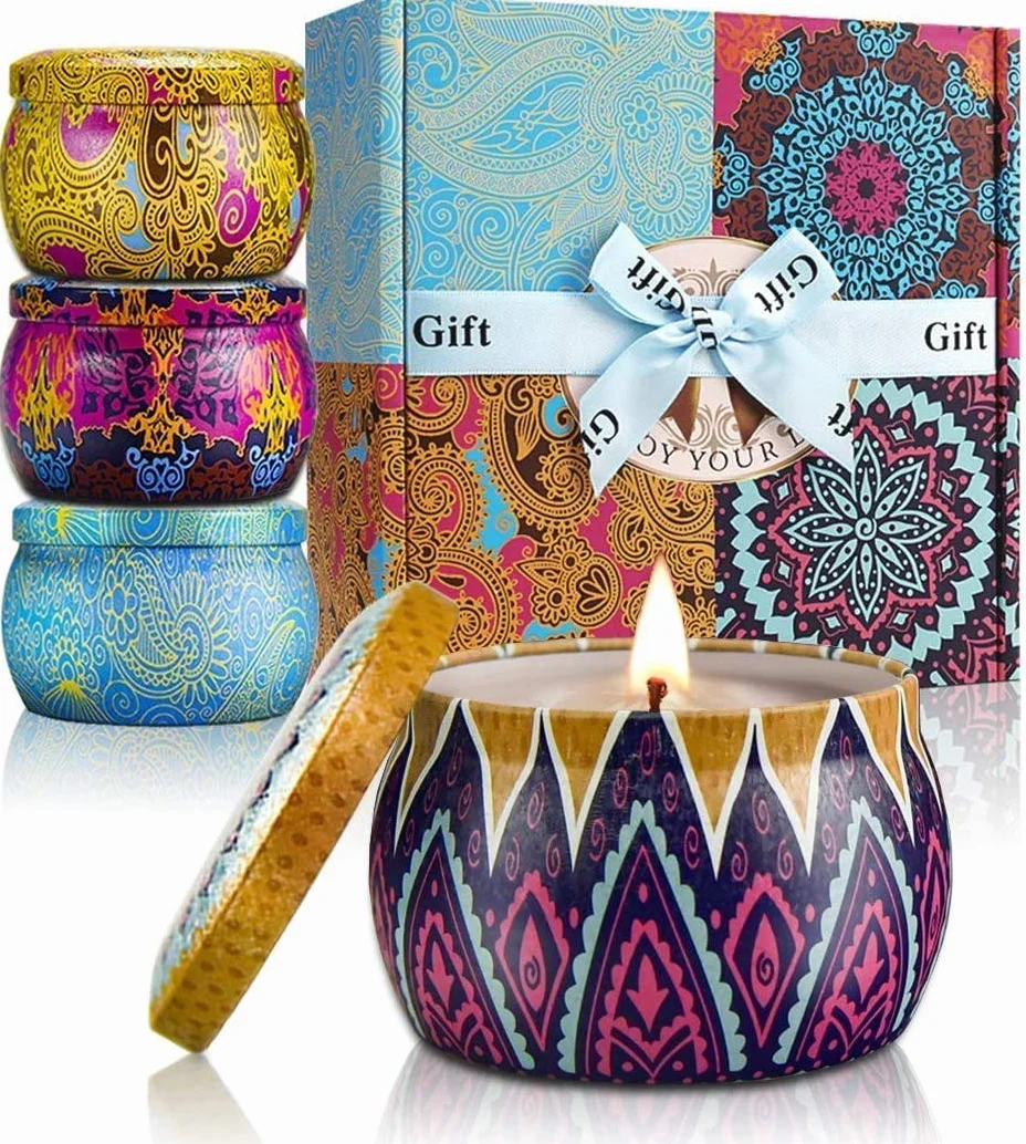 Velas Perfumadas para Mujer Juego de 4 Piezas Cera di Soia Naturale Decorativas
