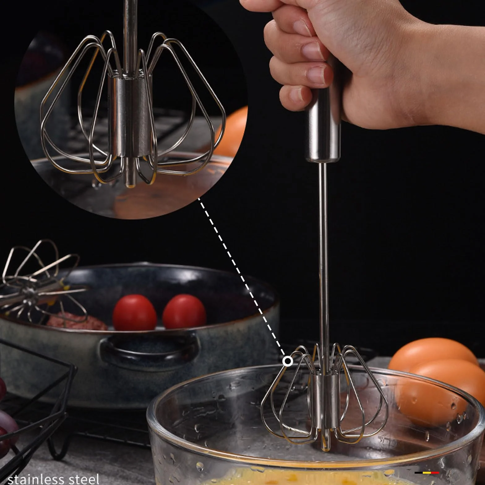 SSKHE Batidor de huevos de acero inoxidable para mezclar y batir