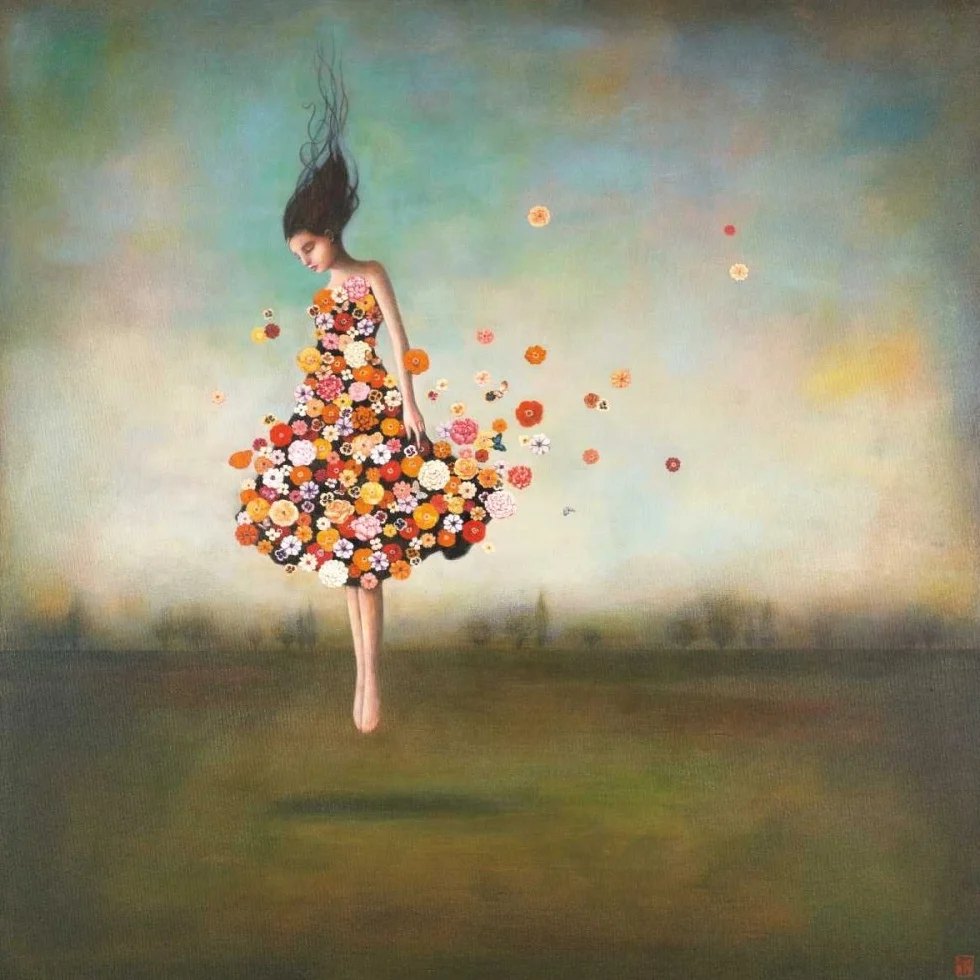 Feeling at home Imagen sobre lienzo enrollado Boundlessness in Bloom Huynh Duy – Impresión artística cuadrada floral de fantasía flores figurativas urbanas cultura juvenil Sup lienzo arte fino 83 x 83