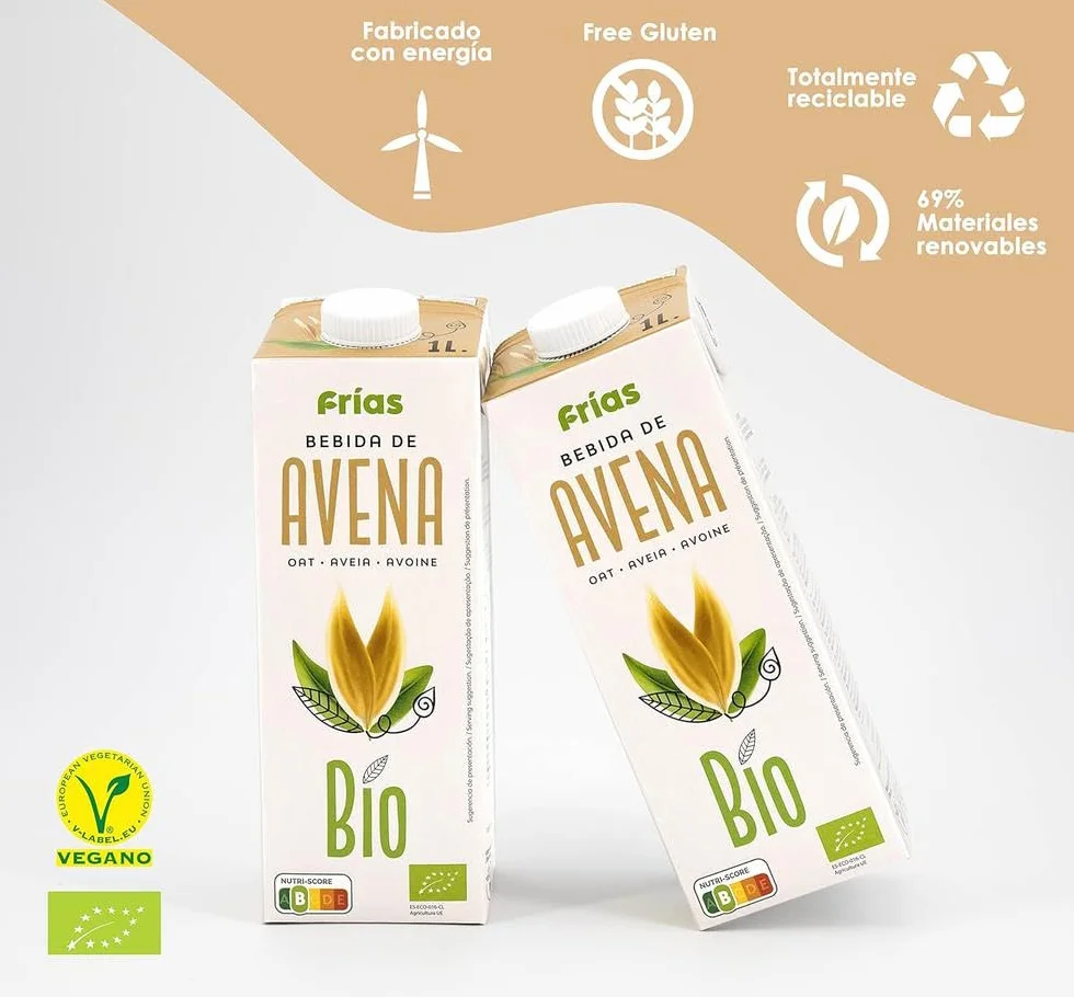 Bebida Vegetal de Avena Bio Rica en Proteínas Pack 6x1L Sin Lactosa Sin Azúcares Añadidos Vegana Bajo en Grasas Saturadas España