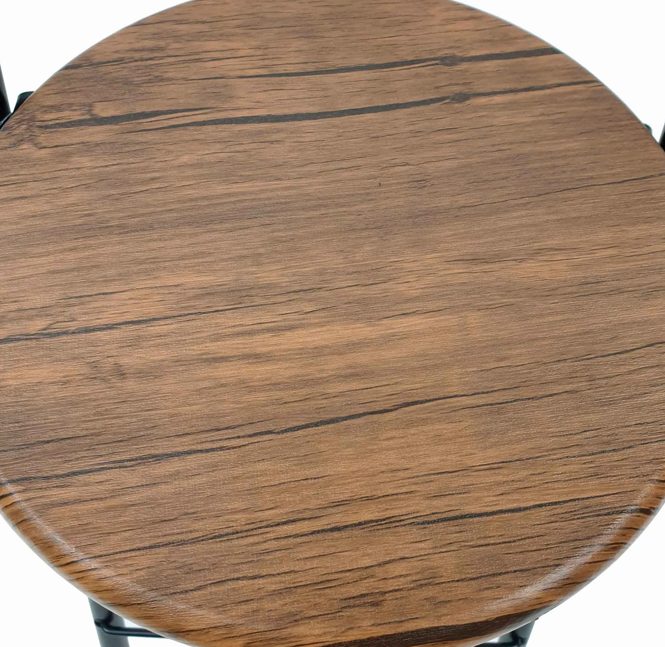 THE SECRET HOME - Taburete Plegable de Cocina - Asiento Plegable de Metal y Madera - Taburete Apto para Interior y Exterior (Alto: 80 cm x Largo: 40 cm - Madera Oscura/Negro)