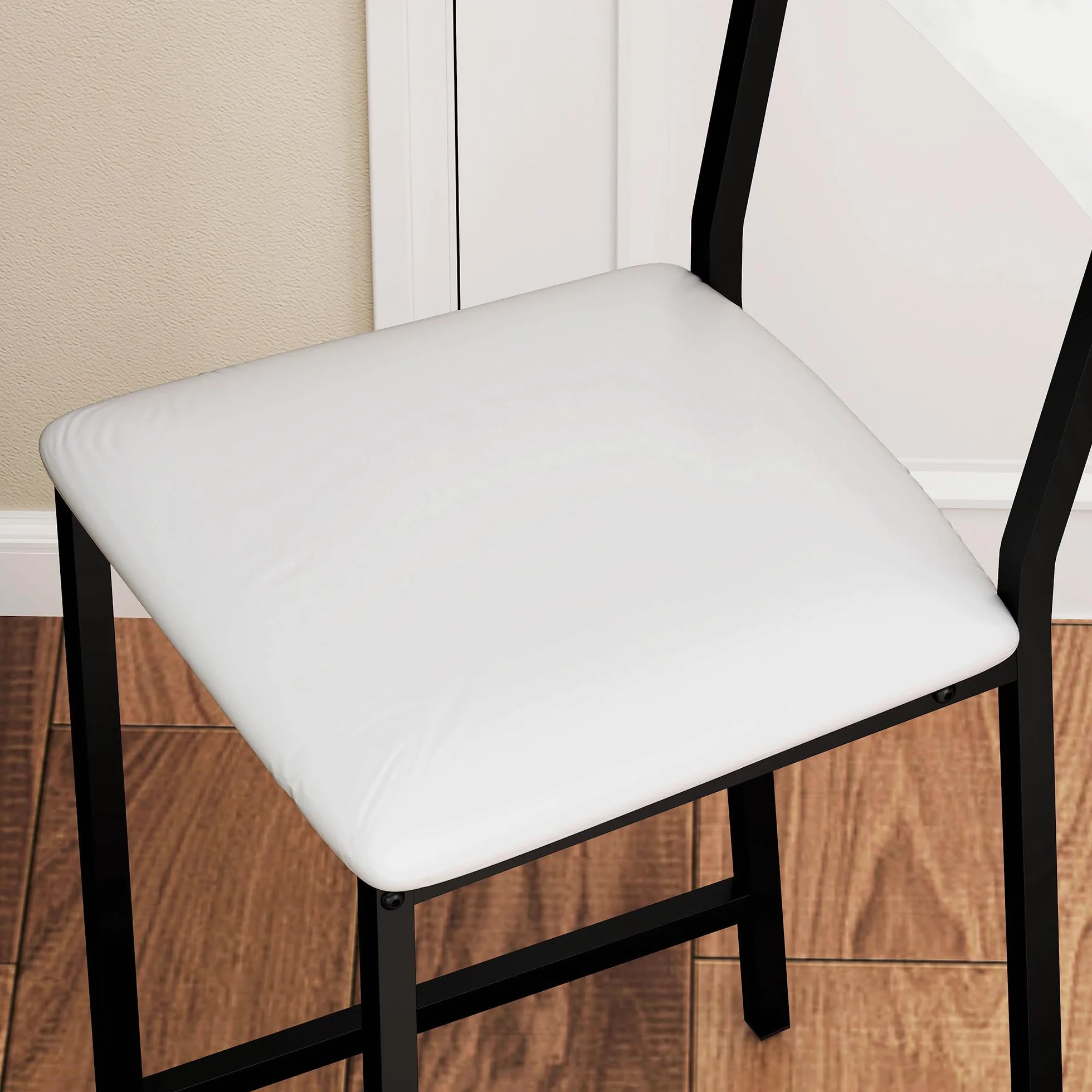 HOMCOM - Conjunto de Mesa de Bar con taburetes, Mesa de Comedor de pie con 2 sillas de Bar, Tapa Plegable, taquillas para Vino, portavasos, estantes Abiertos y reposapiés, Efecto mármol Blanco