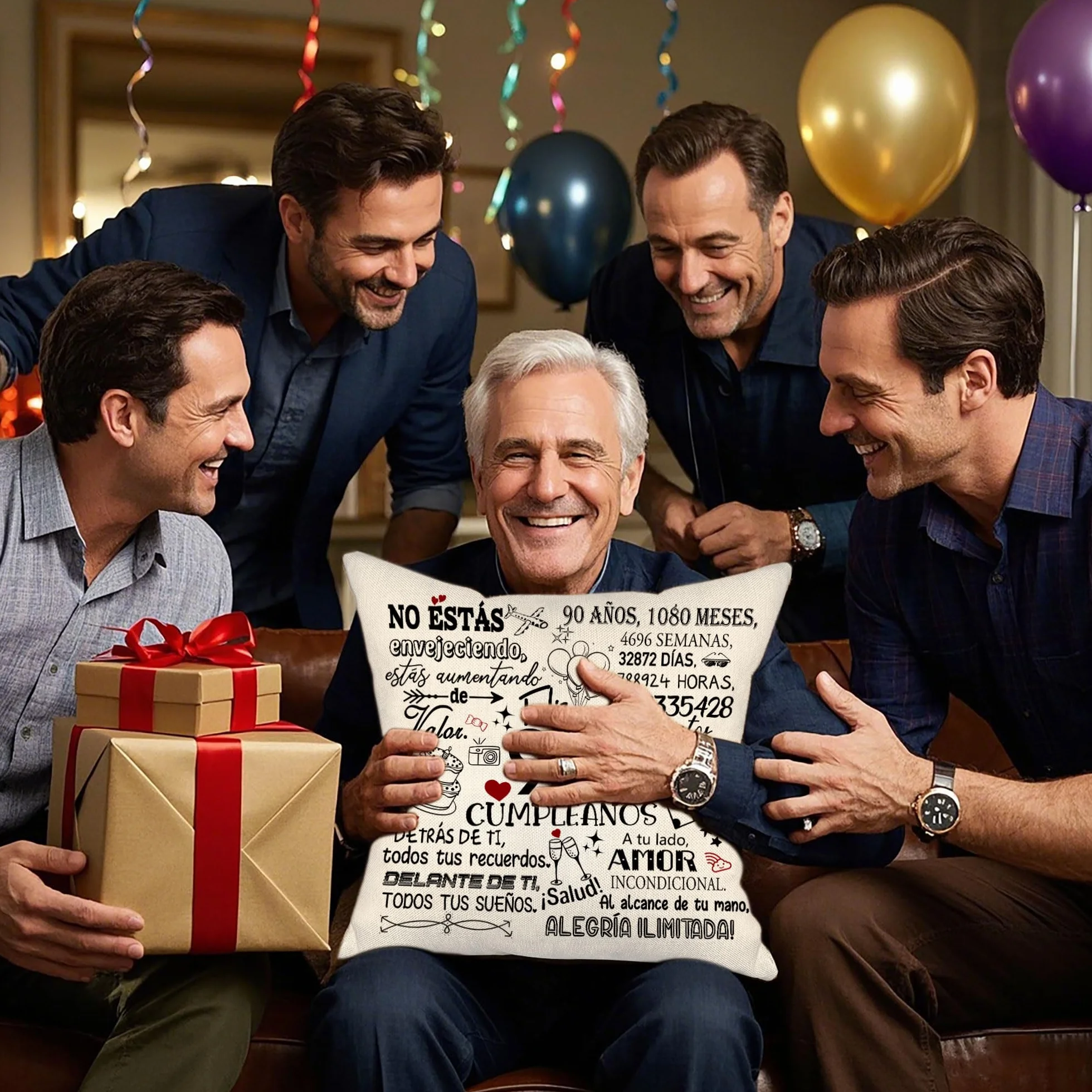 Funda de Cojín para 50 Años Mujeres Hombres Regalo 10-100 Años
