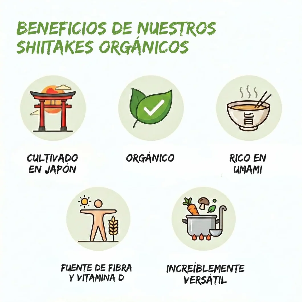 Umami Setas Shiitake BIO Japonesas 50g Secadas Naturalmente Origen Kyushu Japón Calidad Premium para Ramen Sopas Risottos 100% Natural