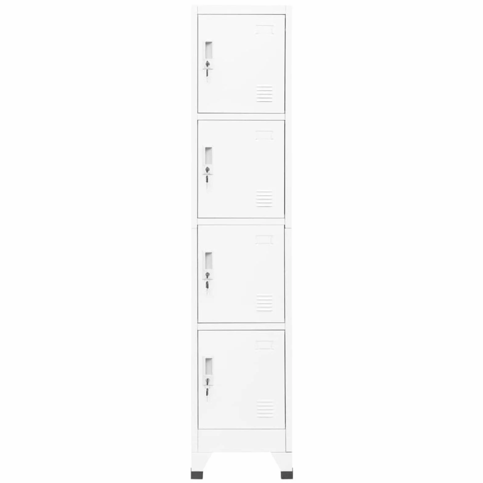 Armario Metálico Taquilla Vestuario 4 Puertas con Cerradura Blanco 38x45x180 cm
