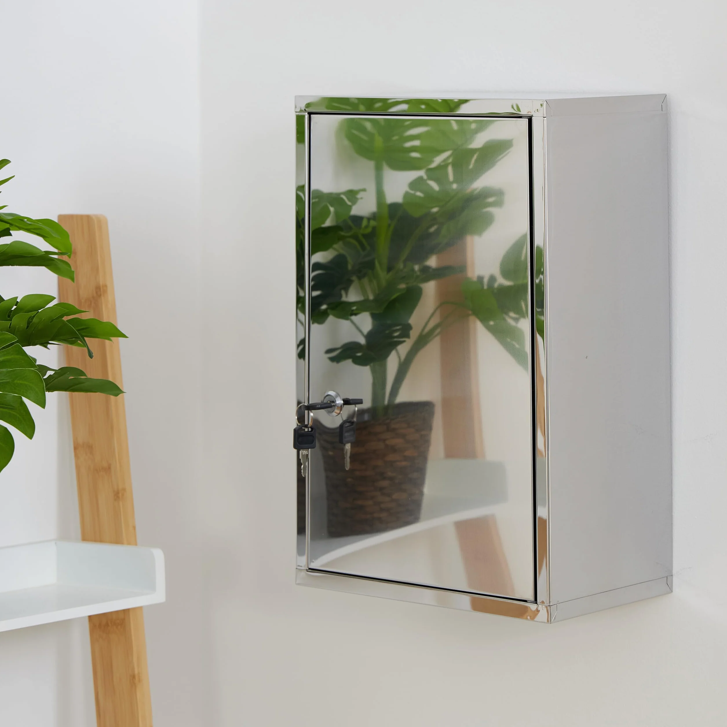 Relaxdays Botiquín Pared Acero Inoxidable 3 Baldas 45x30x18cm Armario Medicinas