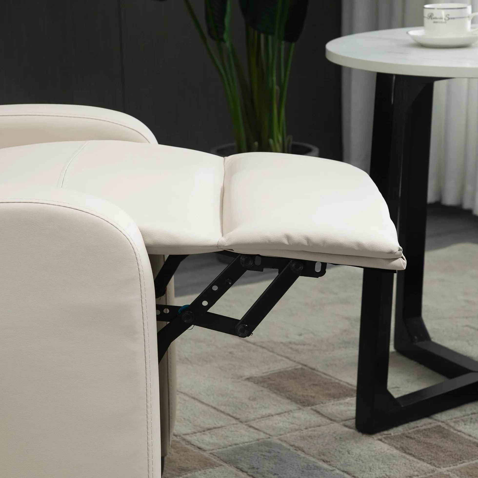 HOMCOM Sillón de Masaje Reclinable con Mando a Distancia 2 Zonas 8 Programas 5 Niveles Intensidad 68x88x98 cm Crema