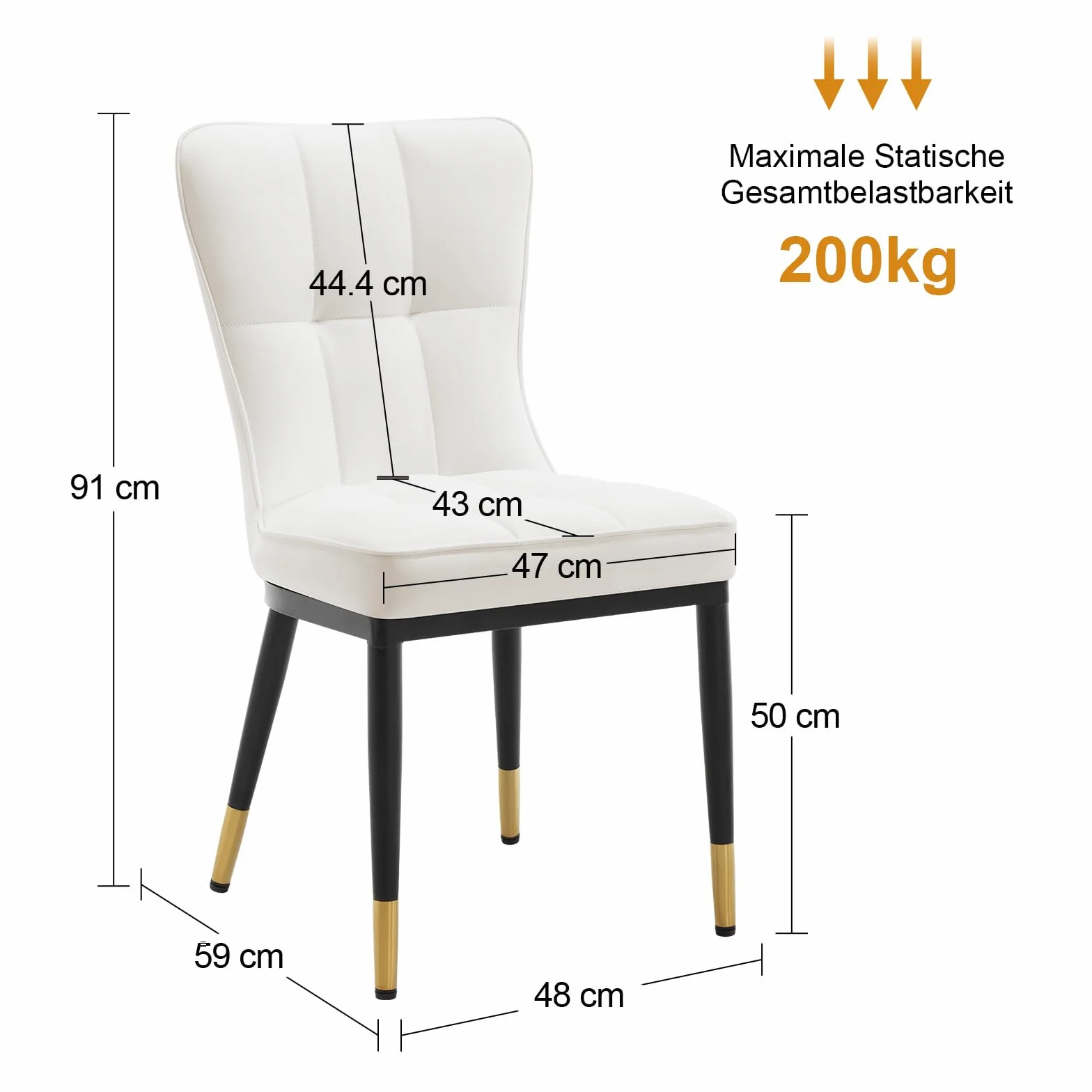 Bekrvio Juego de 2 sillas de comedor de piel sintética (8 cm de grosor) de 200 kg, patas de metal de una pieza, sillas de cocina con respaldo, ligeras y lujosas sillas acolchadas para cocina, comedor