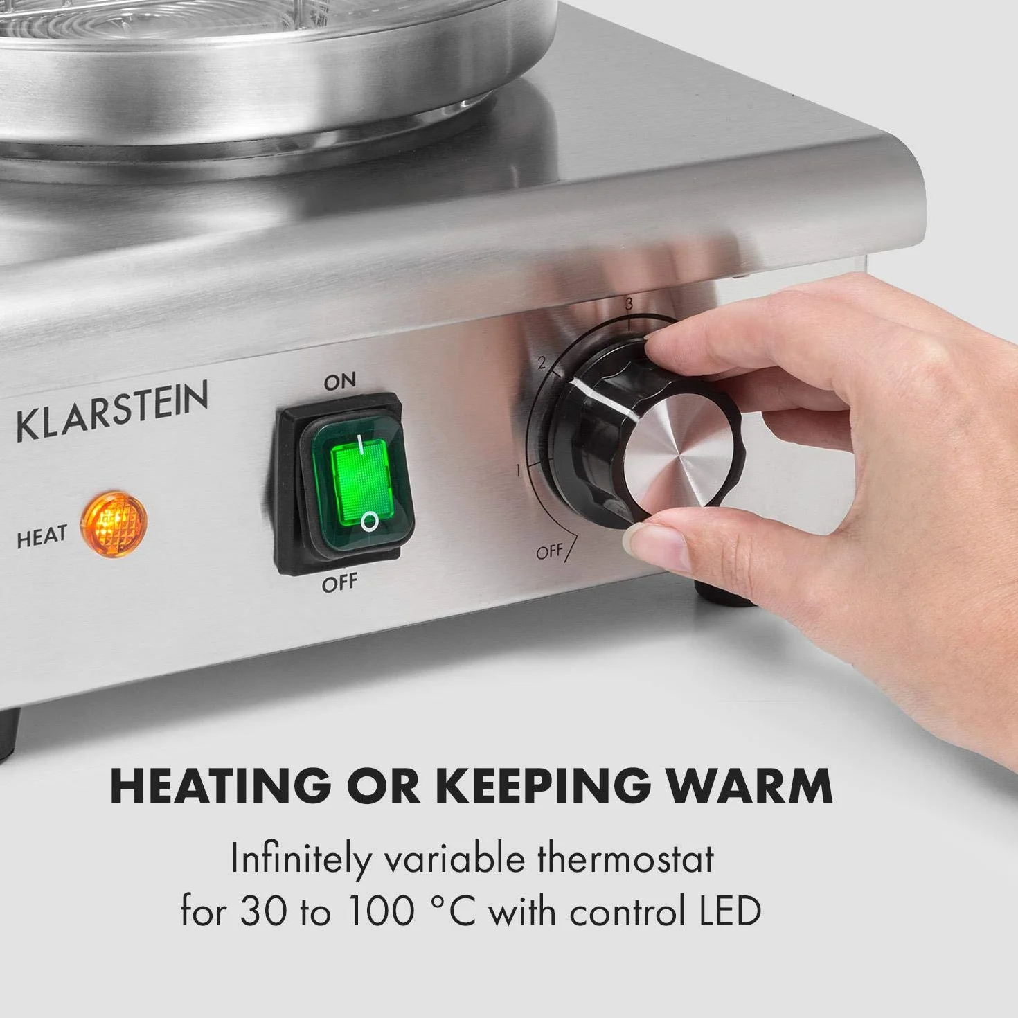 Klarstein Pro Wurstfabrik 450 máquina de perritos calientes - 450 W, 30-100 °C, cilindro de vidrio de Ø 20 cm, jaula desmontable de Ø 17 cm / 5 litros, acero inoxidable, depósito de 1,1 l, plateado