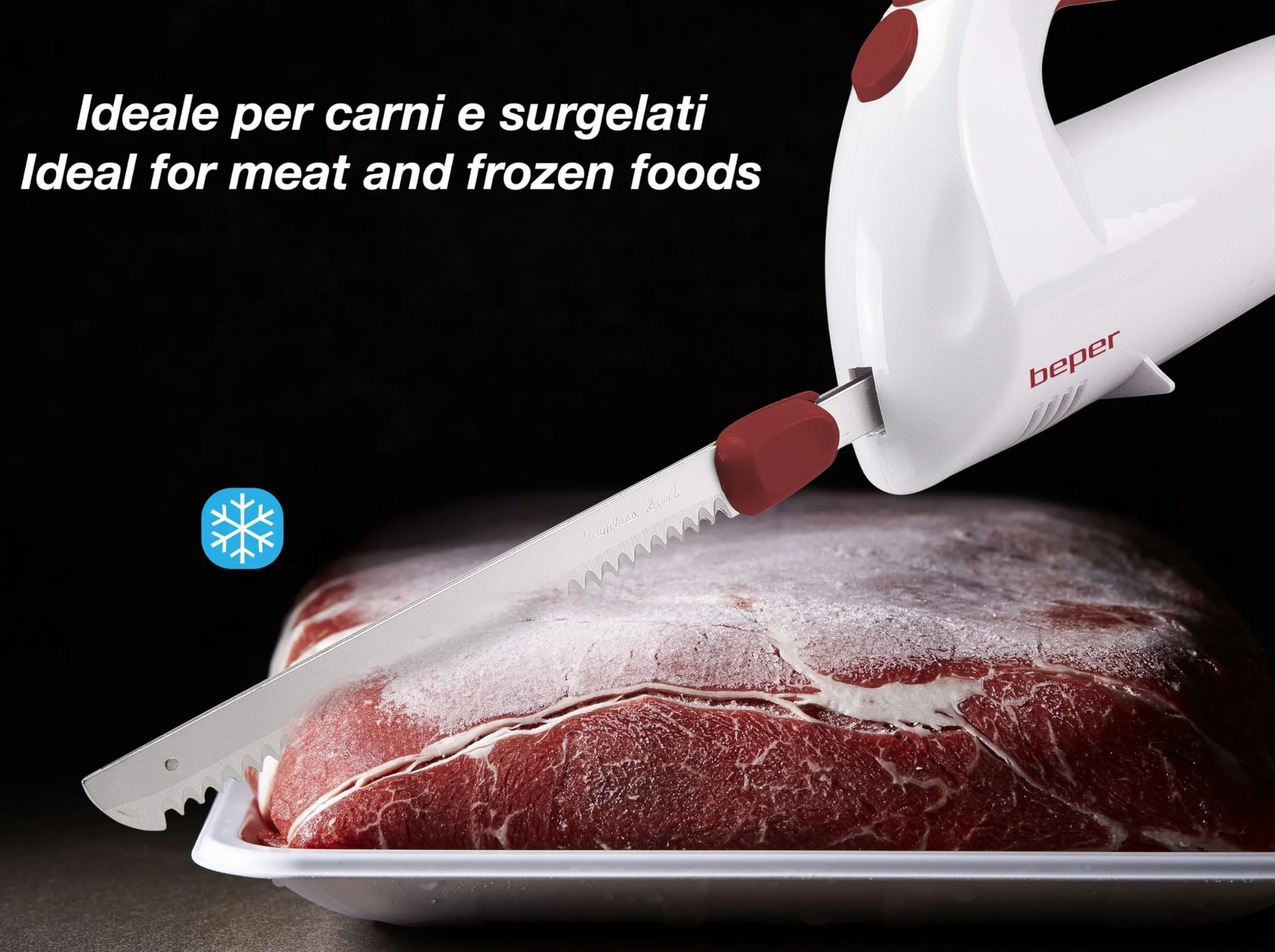 BEPER BP.790 Cuchillo de Cocina eléctrico, 150 W, ABS, Blanco/Rojo