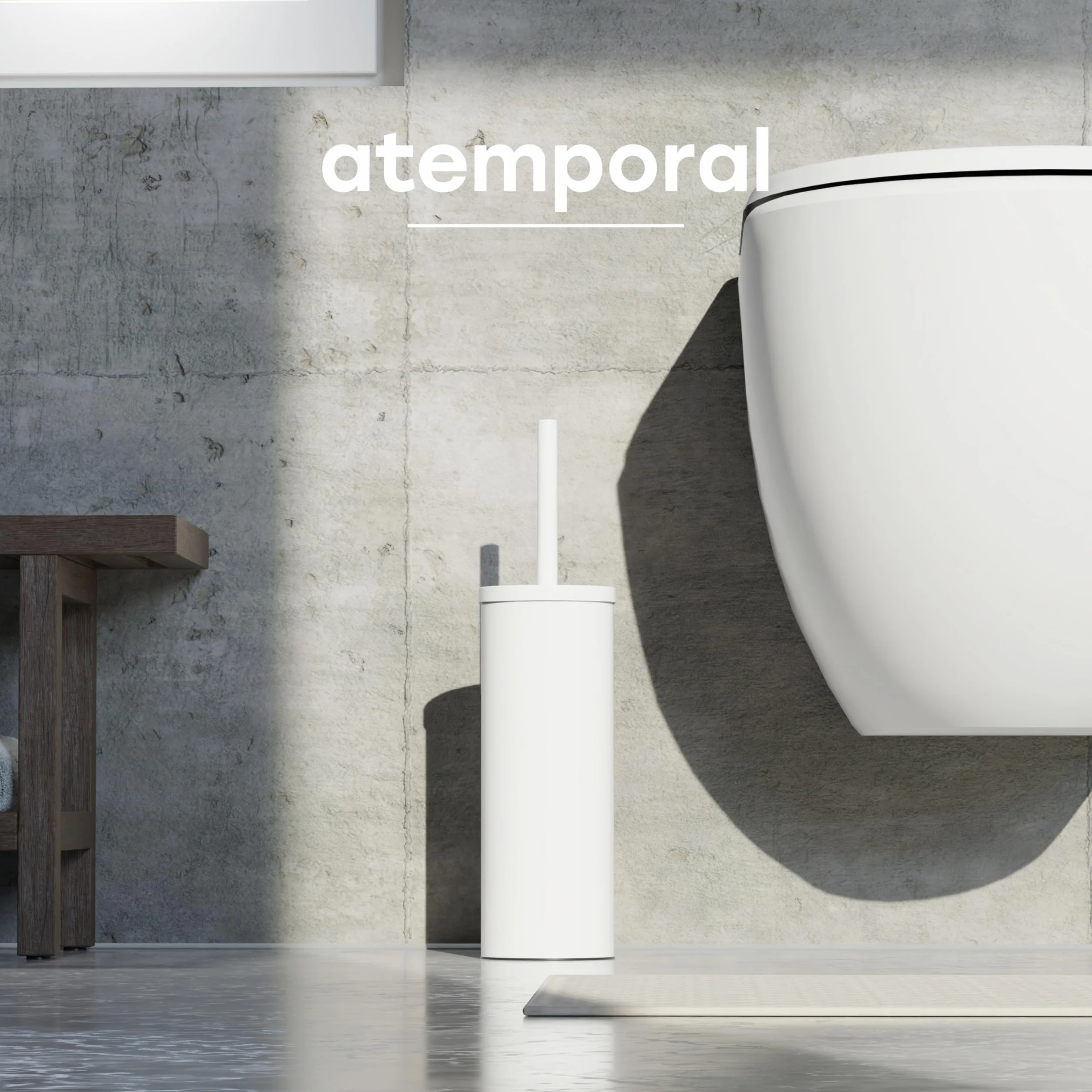 Escobilla Baño Silicona Acero Inoxidable con Tapa Protectora SAVEGA Diseño Moderno Blanco