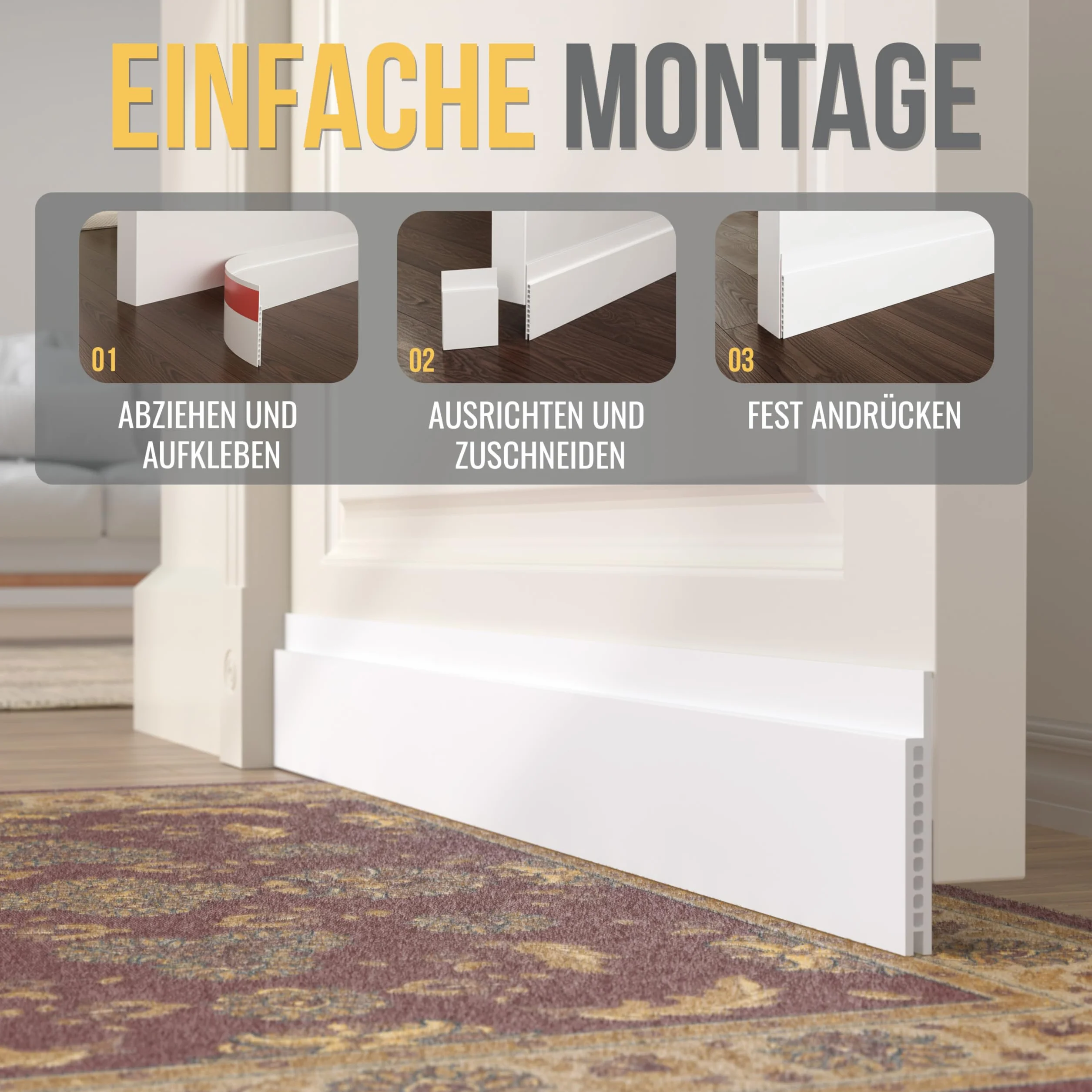 Burlete para corrientes de aire autoadhesivo 7,6 x 100 cm, sellado de puerta para hueco grande, protección acústica
