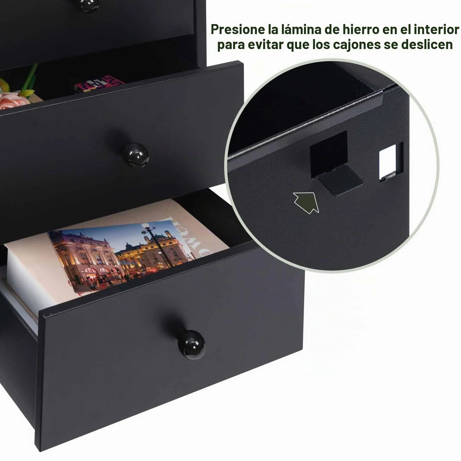 HollyHOME Gabinetes móviles, gabinete con cerradura de 4 cajones, gabinete de almacenamiento de metal con ruedas para oficina en casa en formato carta A4, negro