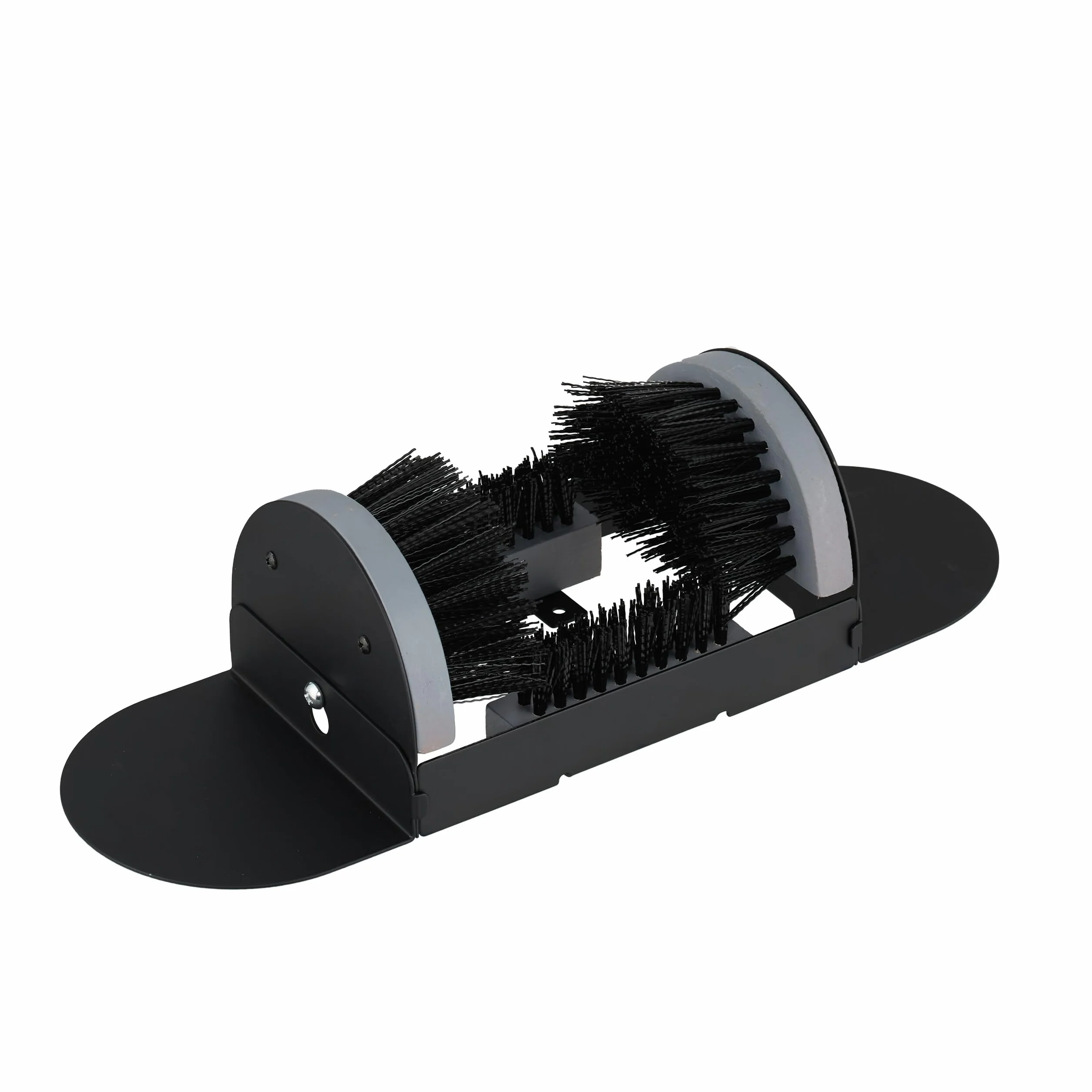 Relaxdays Rascador de Zapatos con cepillos en 360°, Felpudo Exterior, cerdas duraderas, fijación al Suelo, Negro/Gris