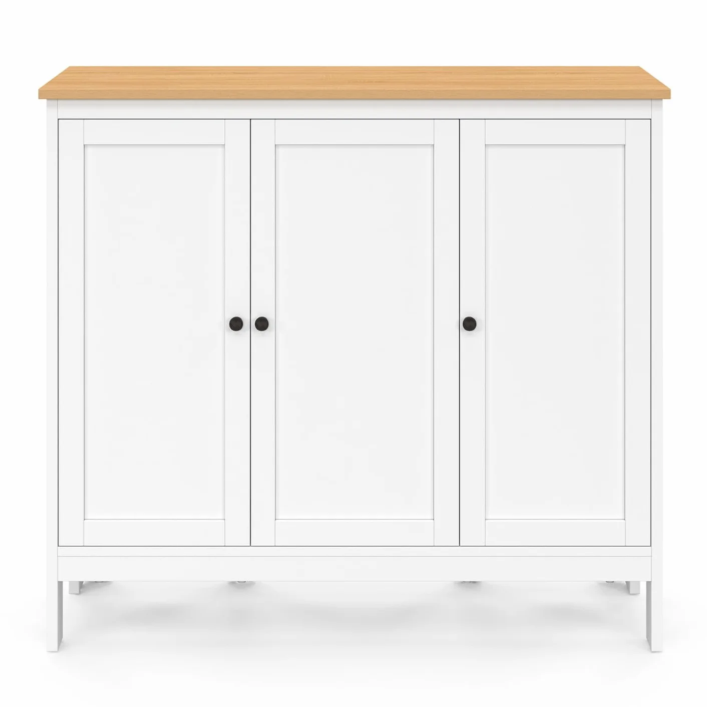 IDMarket – Conjunto de mesa de bar ilot Aquiles y 2 taburetes madera blanca bandeja forma haya