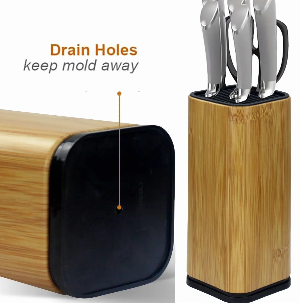 Bloque para Cuchillos de Acero, Soporte con Ranuras para Tijeras, Almacenamiento Plateado