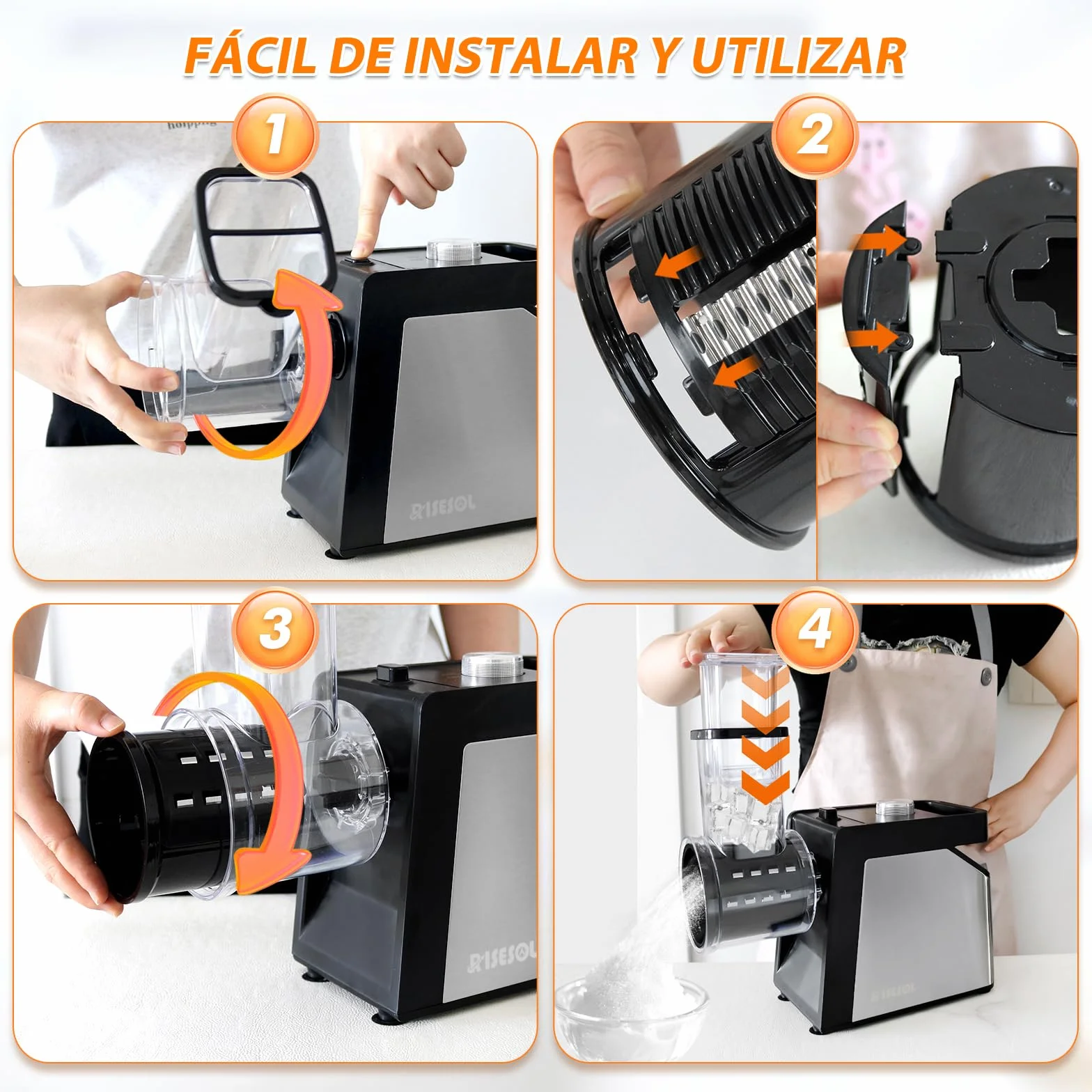 Cortador de Verduras Eléctrico 7 en 1 250W Acero Inoxidable Mandolina Multifuncional 220V Enchufe UE