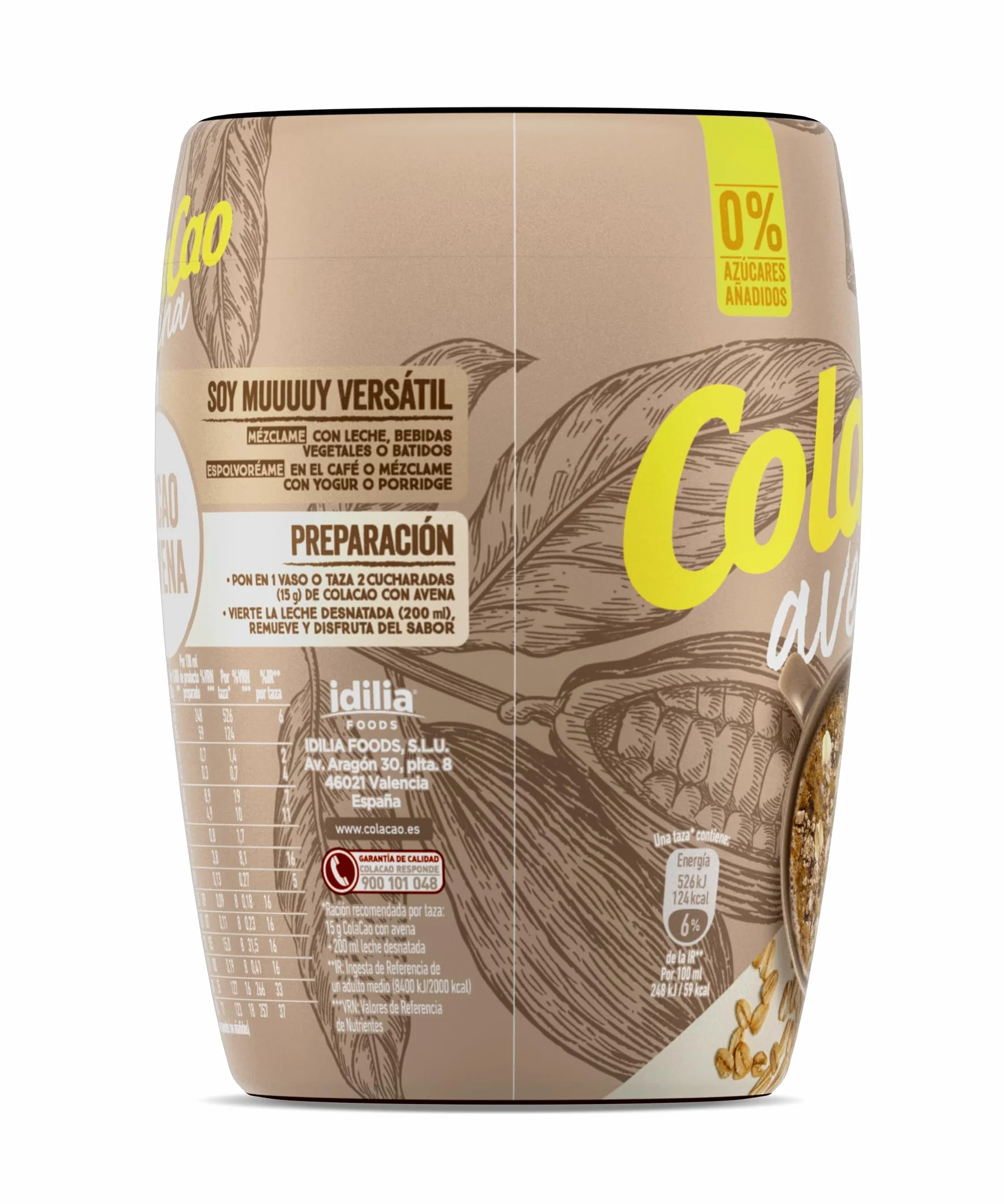 ColaCao Avena Cacao Soluble Natural con 0% Azúcares Añadidos 300g