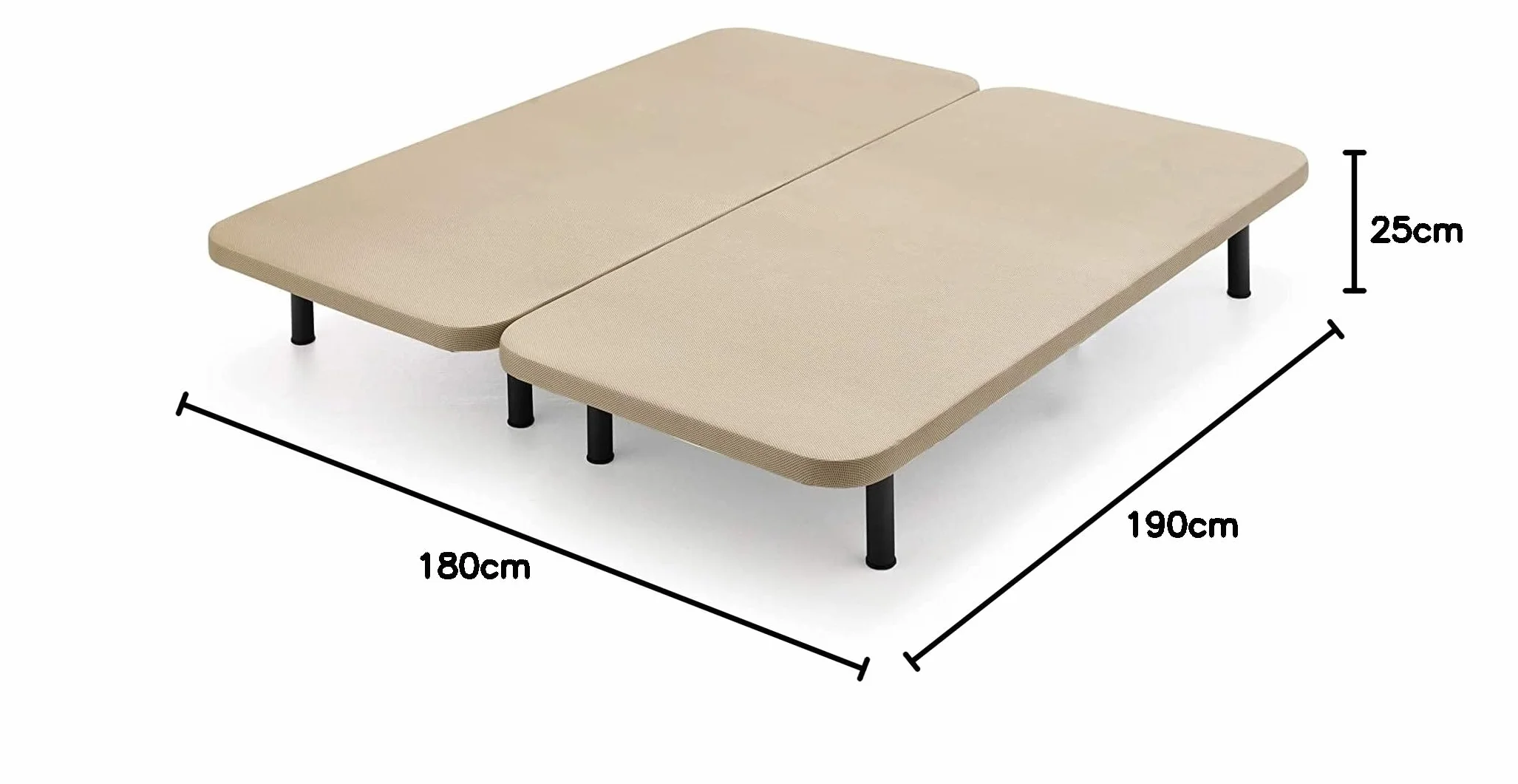 Miroytengo Base de Cama XL 180x190 cm Tubo 40x30 Color Beige 5 Refuerzos Tejido 3D Transpirable (Patas Incluidas)