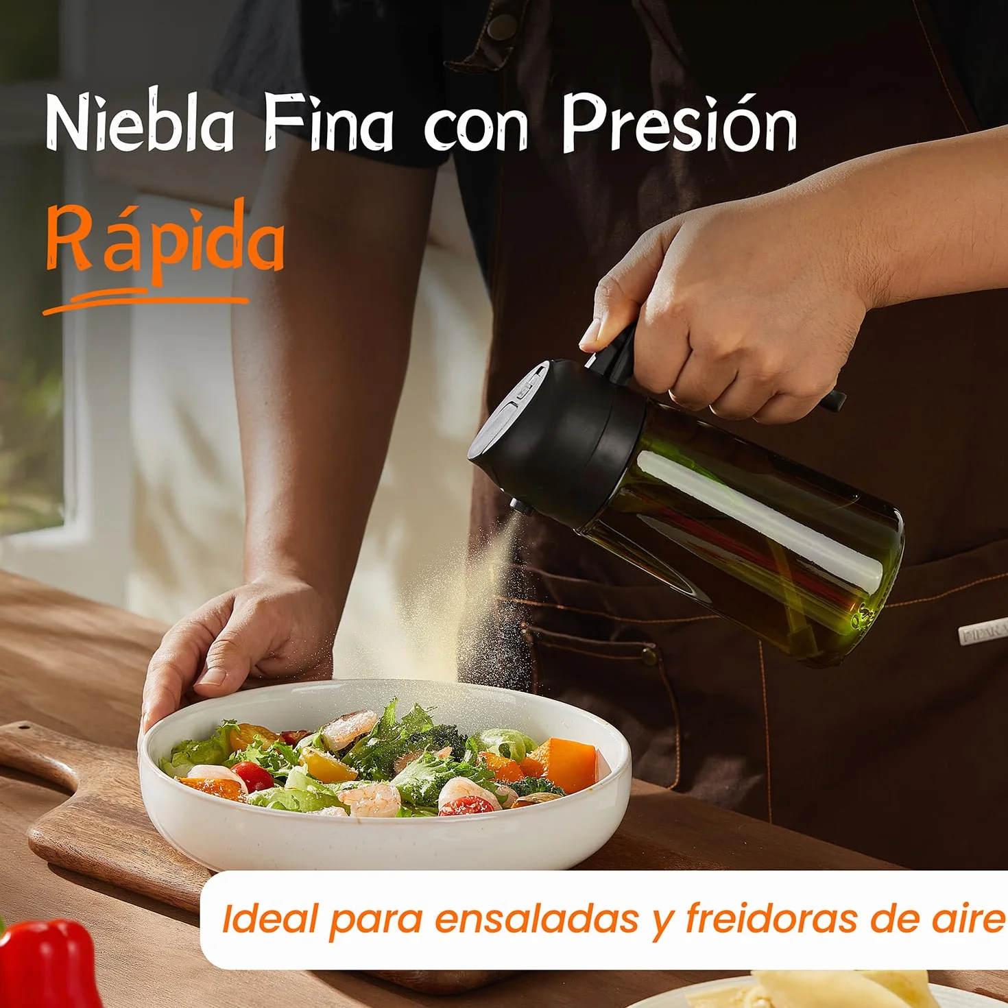 TrendPlain Pulverizador Aceite Spray 470ml 2 en 1 Aceite Cocina Freidora de Aire