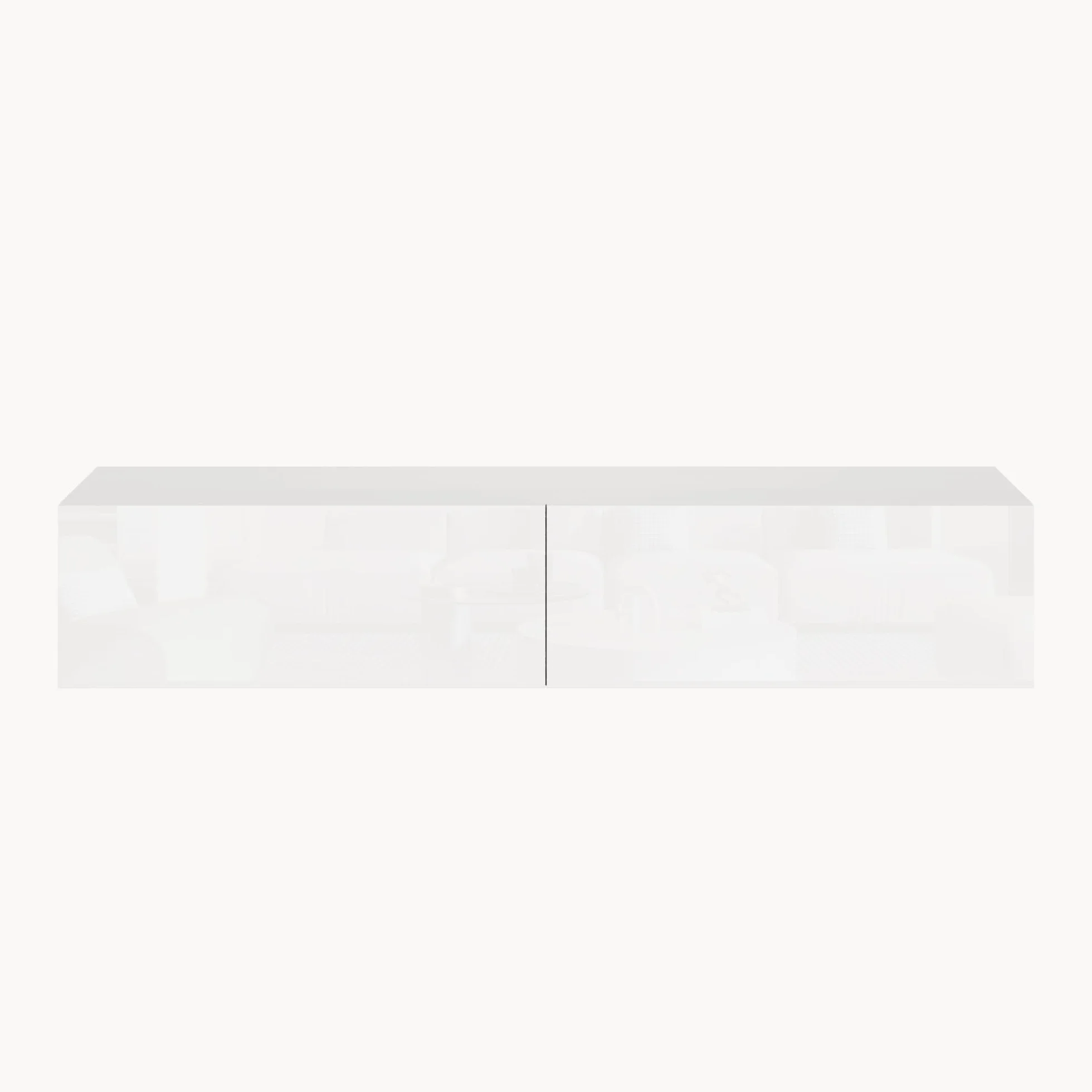 [en.casa] Mueble de TV Evaton Armario Flotante Estantería de Pared con 2 Compartimentos Consola de Entretenimiento Multimedia 160 x 32 x 30 cm - Blanco Alto Brillo
