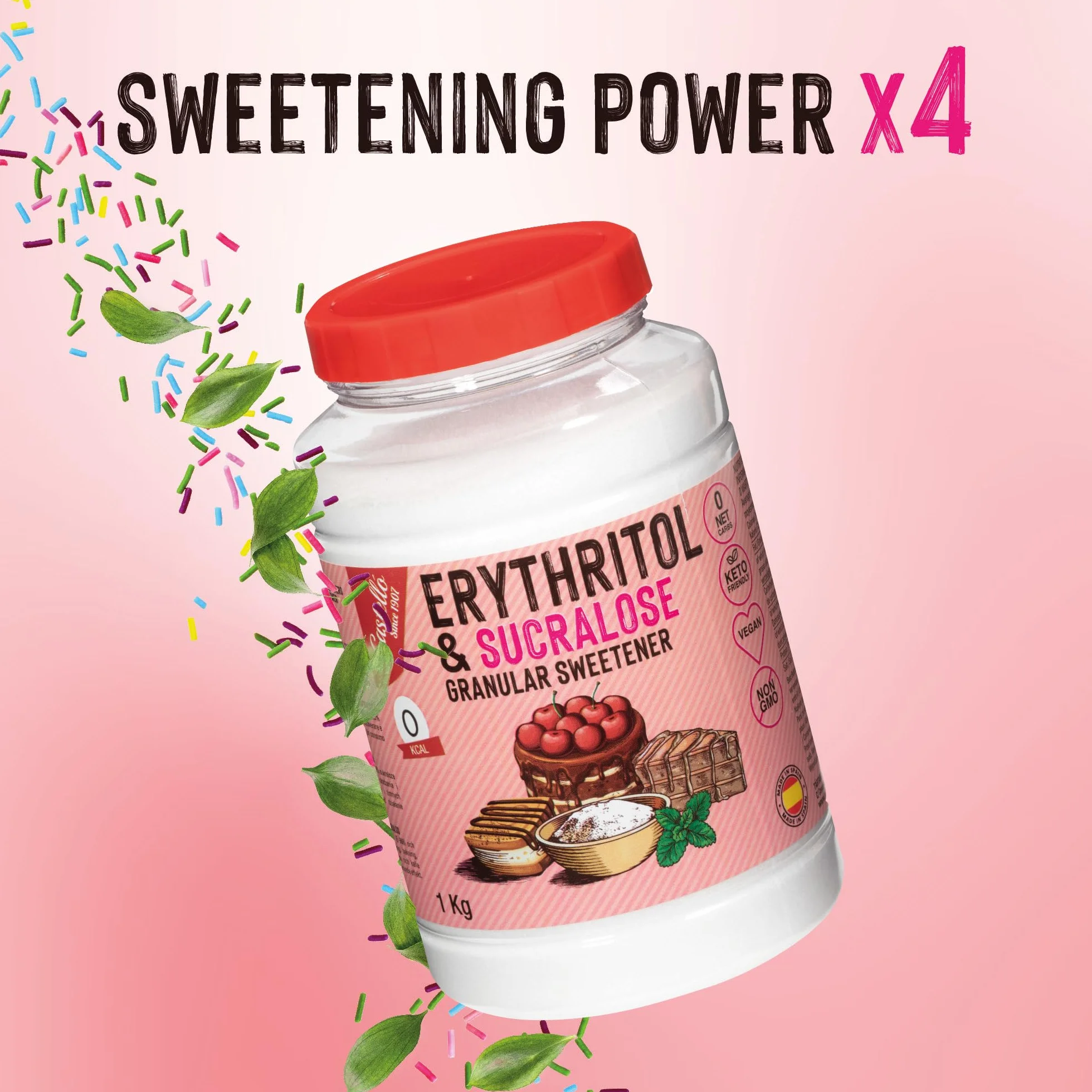 Castello Eritritol + Sucralosa 1:4 1 kg Edulcorante 0 Carbohidratos Keto No OGM