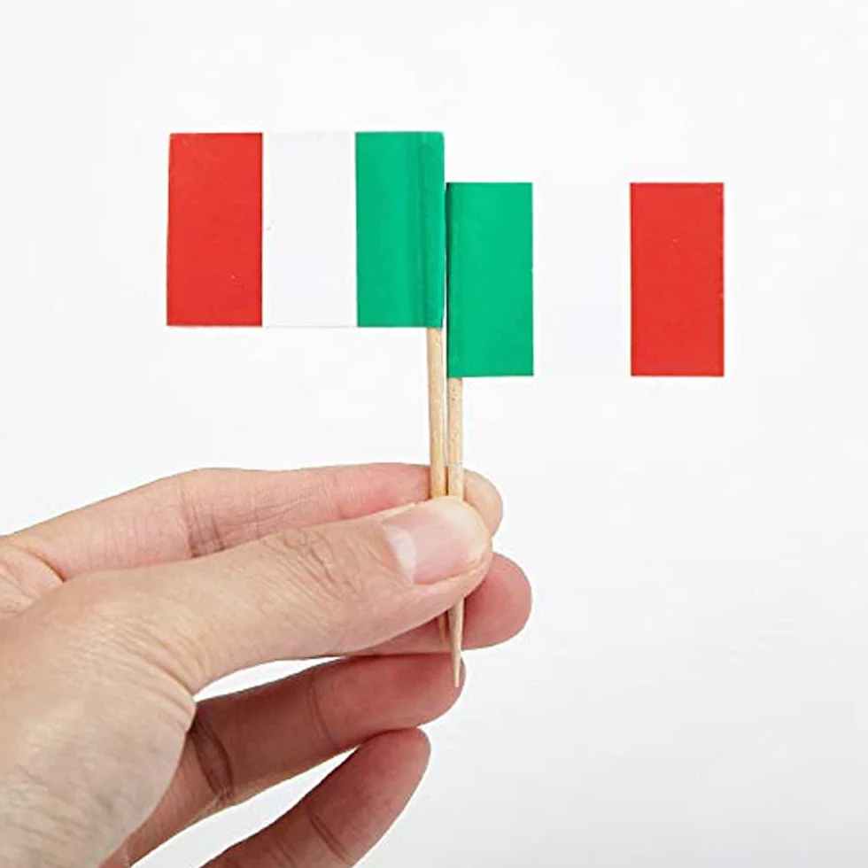 Palillos de dientes de Italia, 100 palillos decorativos, palillos para frutas, Día Nacional, bar, boda, Navidad, San Valentín, comida bebida, decoración para la comida