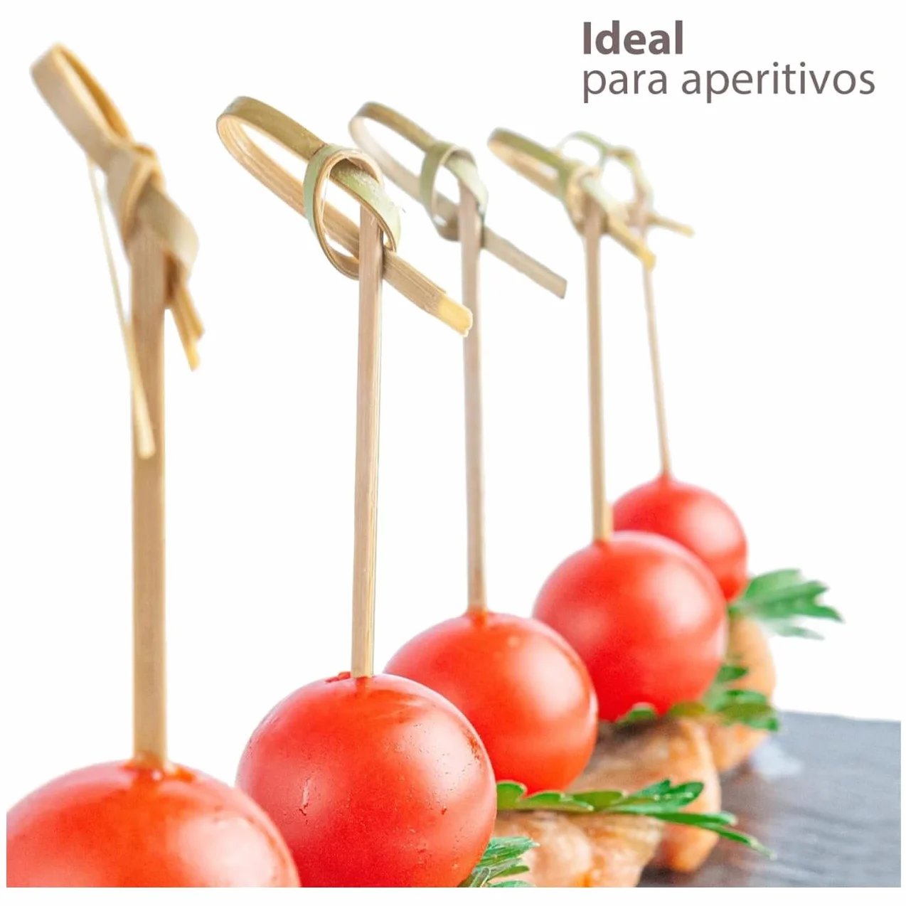 Palitos de Cóctel de Bambú Ecológicos 100 Piezas Pinchos para Aperitivos Fiestas