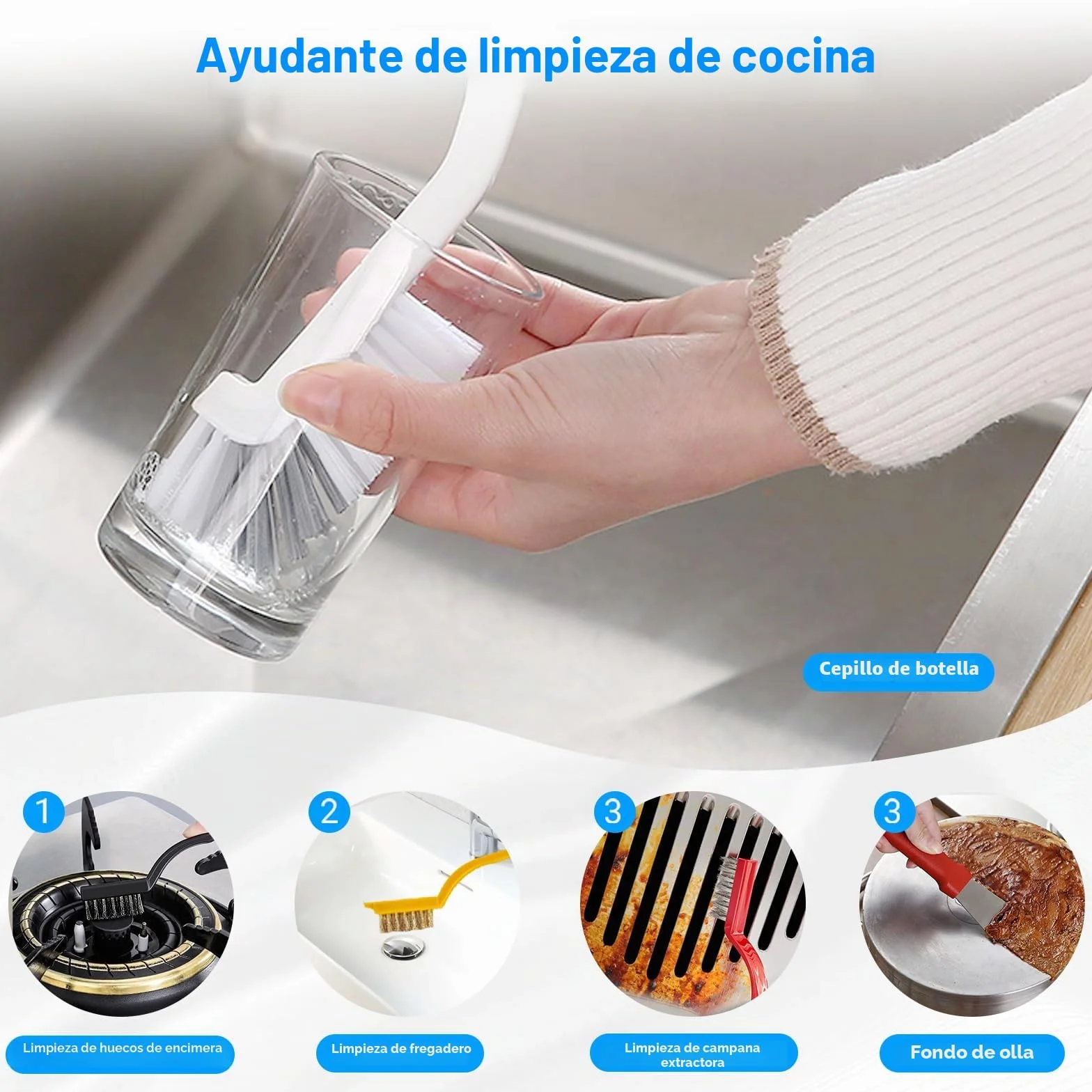 Cepillo de limpieza para grietas, suministros de herramientas de limpieza de grietas de cerdas duras finas para lugares estrechos, juego de limpieza de 12 piezas de uso doméstico pequeño para