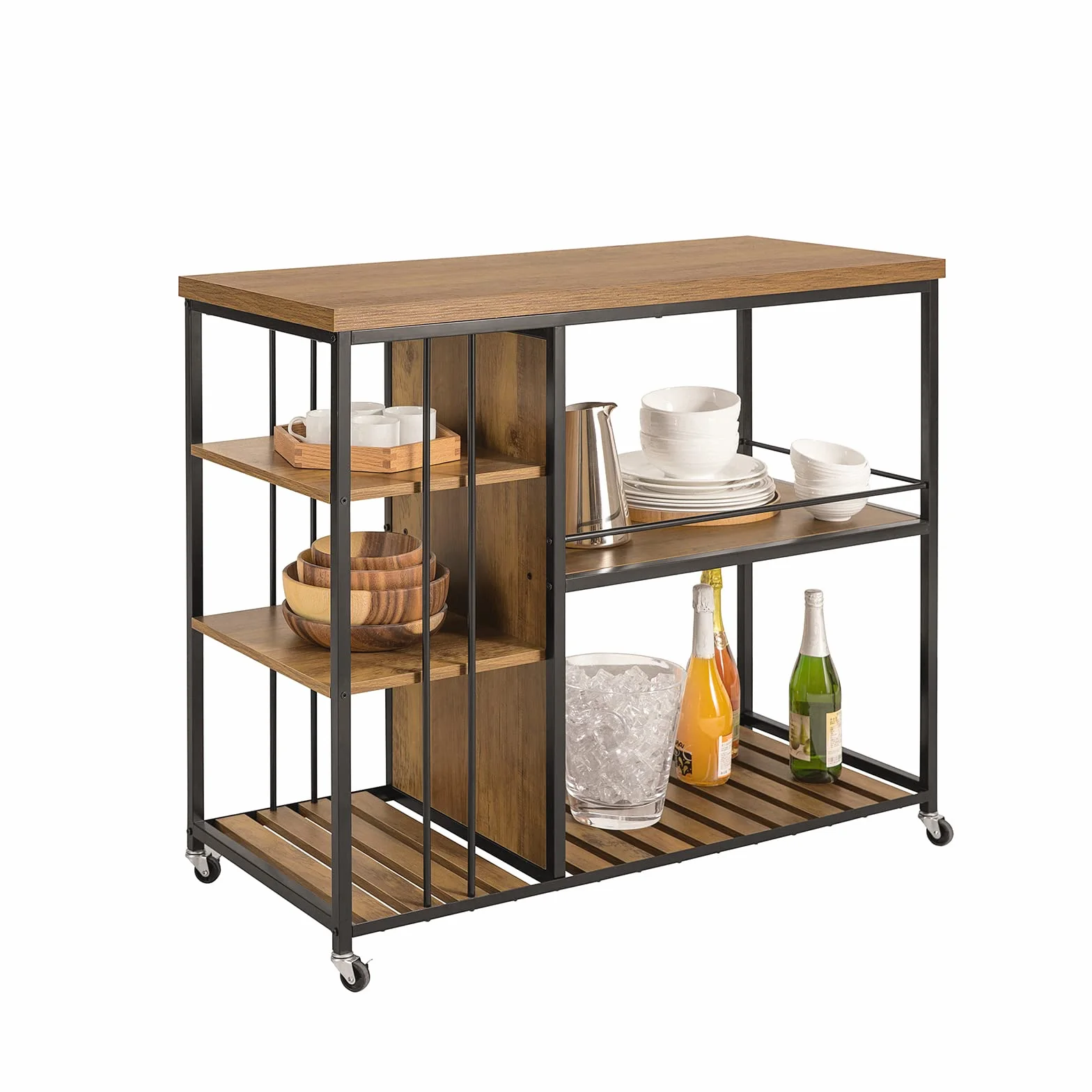 SoBuy Carrito de Servicio Camarera con Ruedas Multiusos con 5 Estantes 110 x 45 x 92 cm SVW18-II-F ES