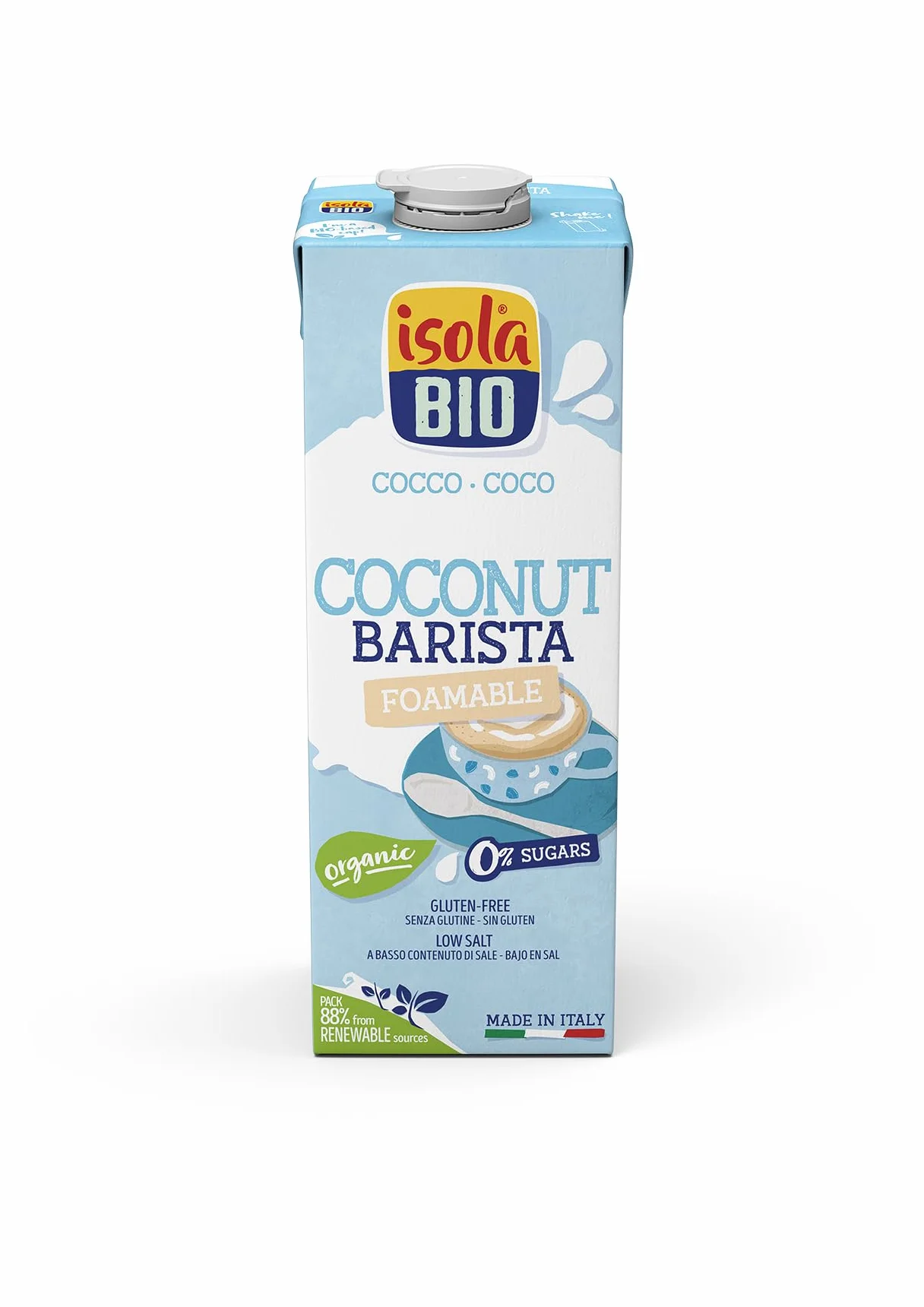 Bebida Ecológica Vegetal Coco 1L Pack 6 Unidades Sin Azúcares Añadidos Libre de Gluten Vegano