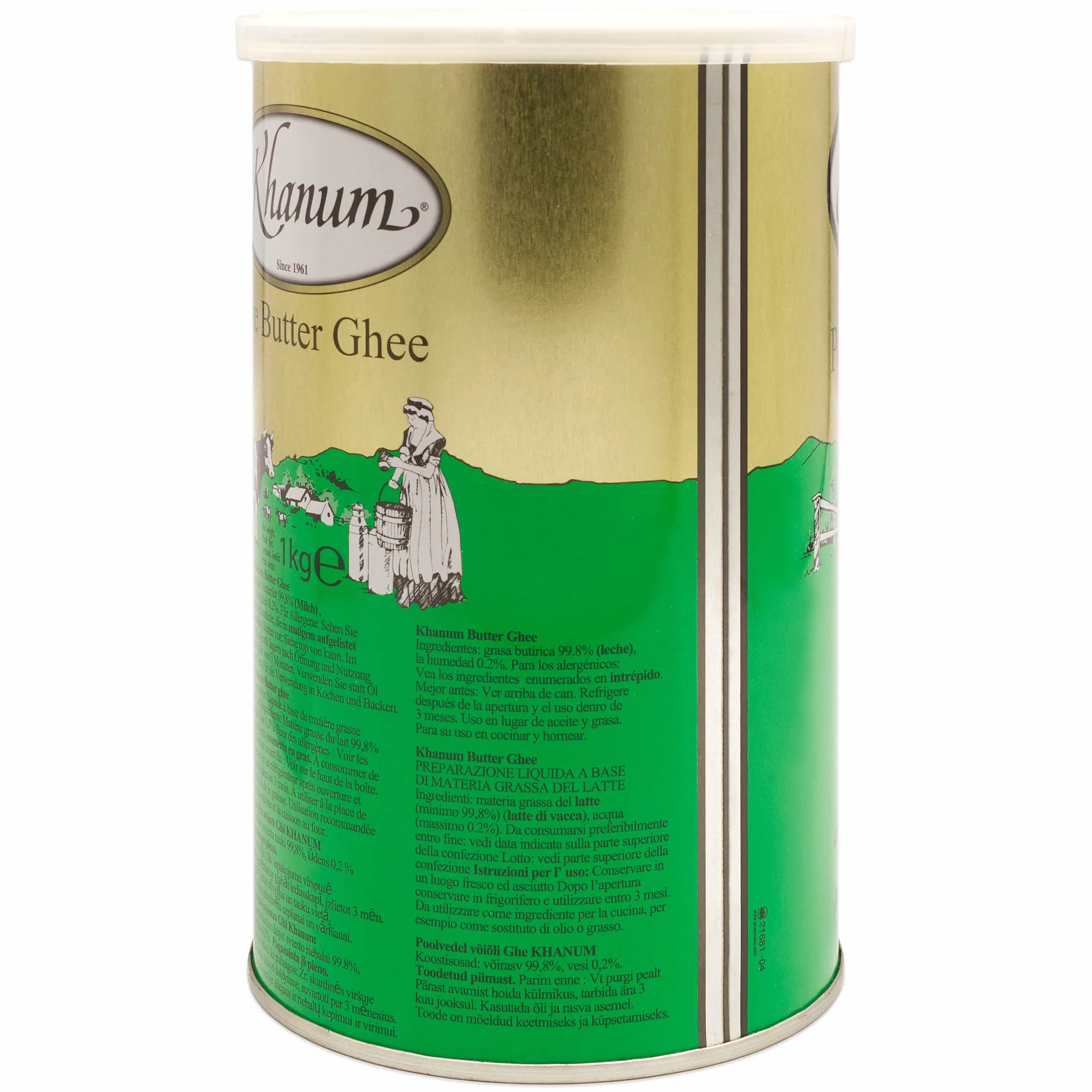 Khanum Pure Butter Ghee 4 x 1 kg Lata para Freír y Cocinar