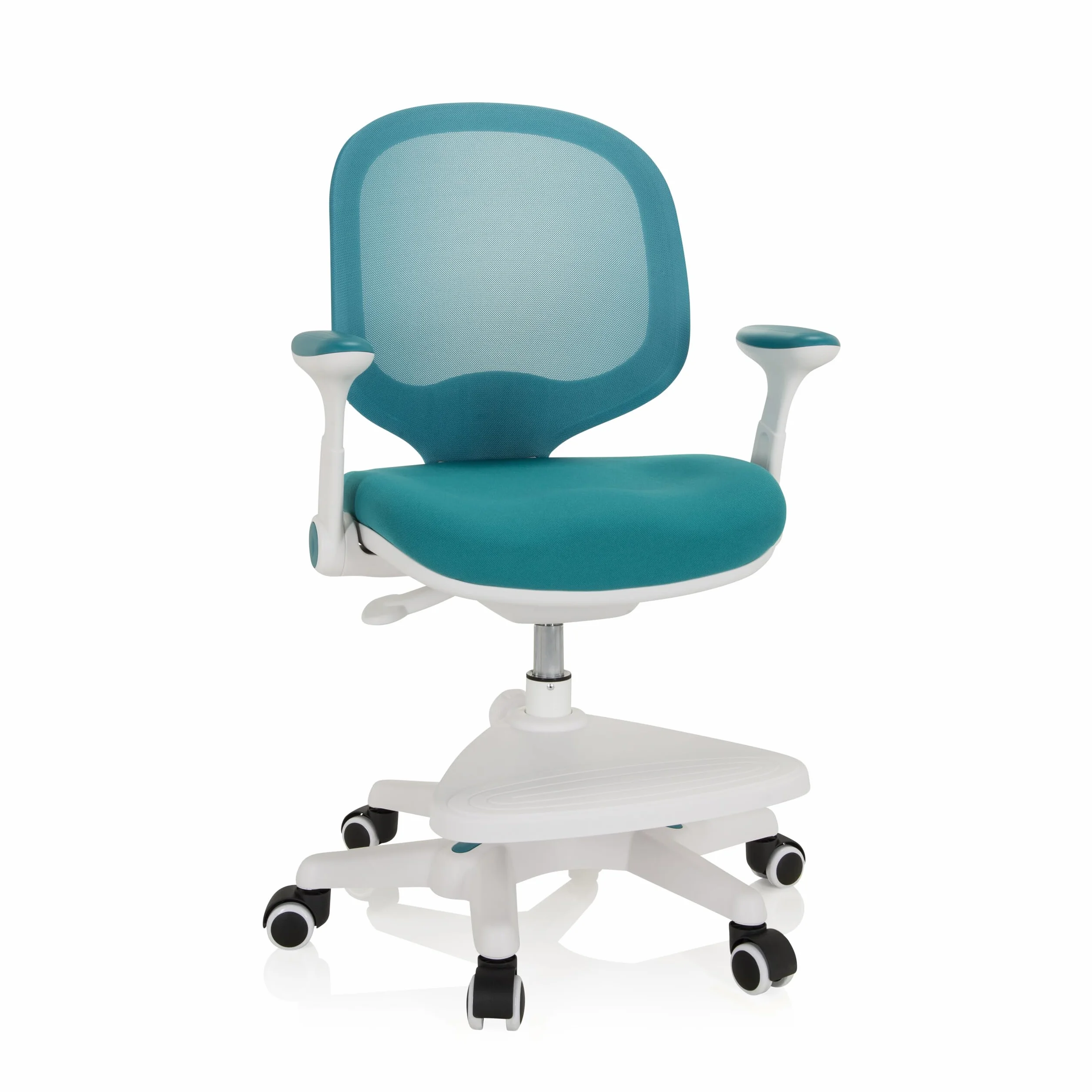 hjh OFFICE Silla para niños Silla giratoria Kid Ergo Tela/Tejido de Malla Práctico reposapiés Regulable en Altura Azul