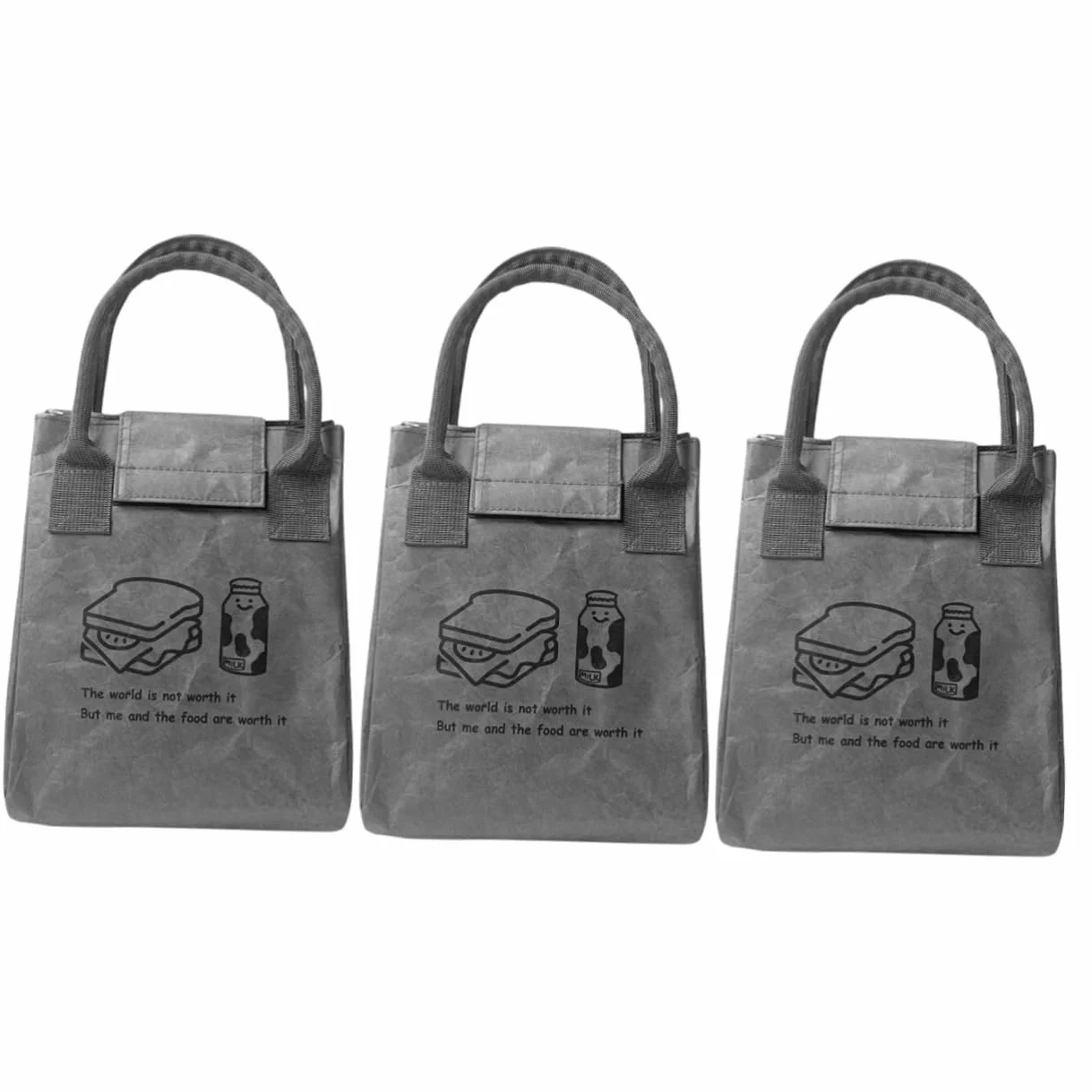 Cabilock 3piezas Bolsa De Almuerzo Aislante Reusable Para Llevar Comida Fiambrera Kraft Gran Capacidad Para Picnic y Trabajo