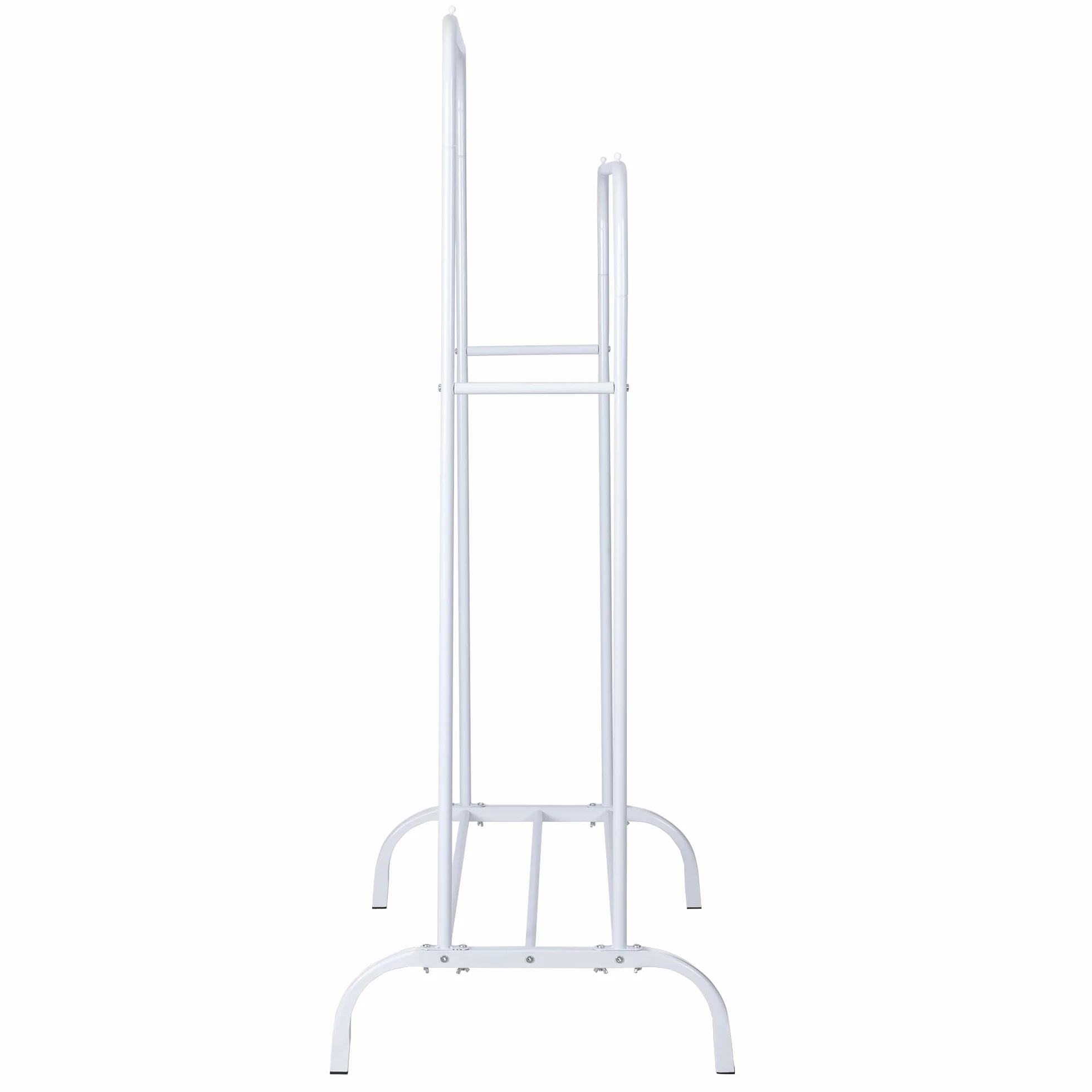Perchero burro doble de metal con barras para colgar ropa y base inferior para zapatos o cajas | Estructura resistente, diseño compacto y moderno | Ideal para dormitorio, vestidor o lavandería