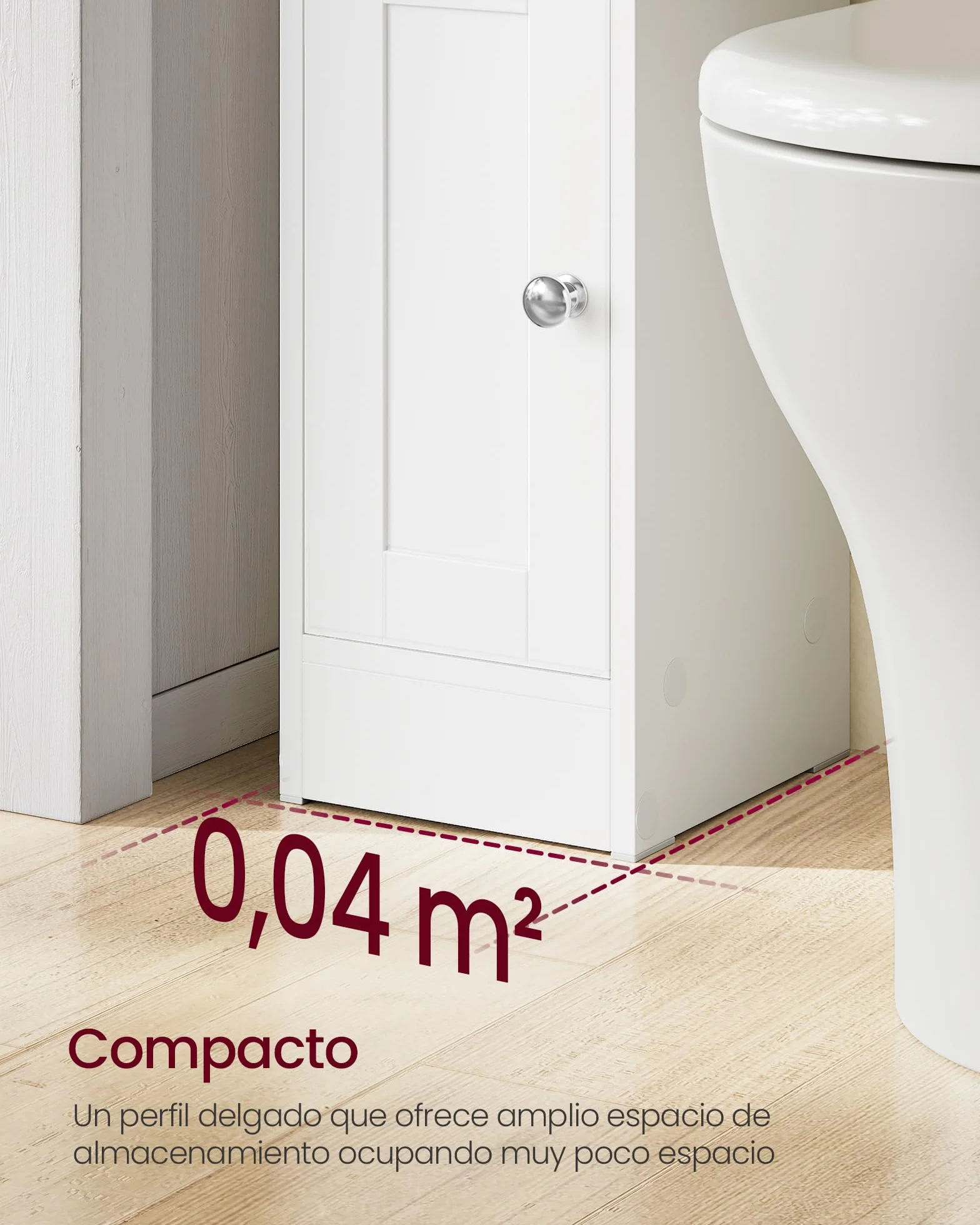 VASAGLE Siren Mueble de Baño Estrecho Esquinero con Estantes Ajustables, Puertas Reversibles, Blanco Nube BBK312WB02