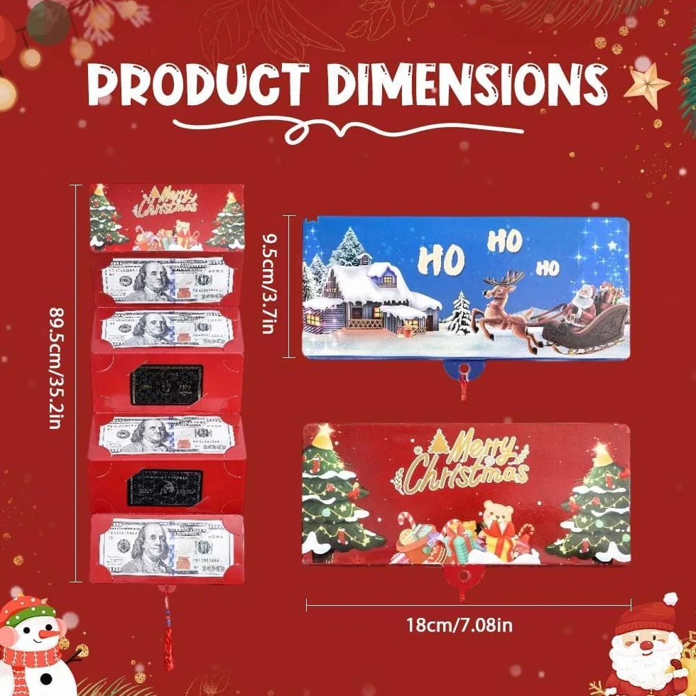 Genérico sobre para Regalos en Efectivo de Navidad, sobre para Dinero en Efectivo Premium DIY con 10 Ranuras, Sobres Sorpresa para Dinero (Multicolor-3 Piezas)