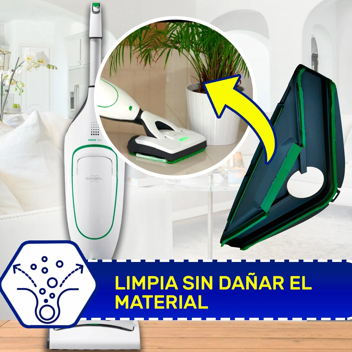 MONTERAL Cepillo con Borde de Goma y Cerdas para Modelos HD60 HD65 para Aspiradora con Código Original 58072 para Vorwerk Kobold VK200 VK220S - Garantía de 10 Años