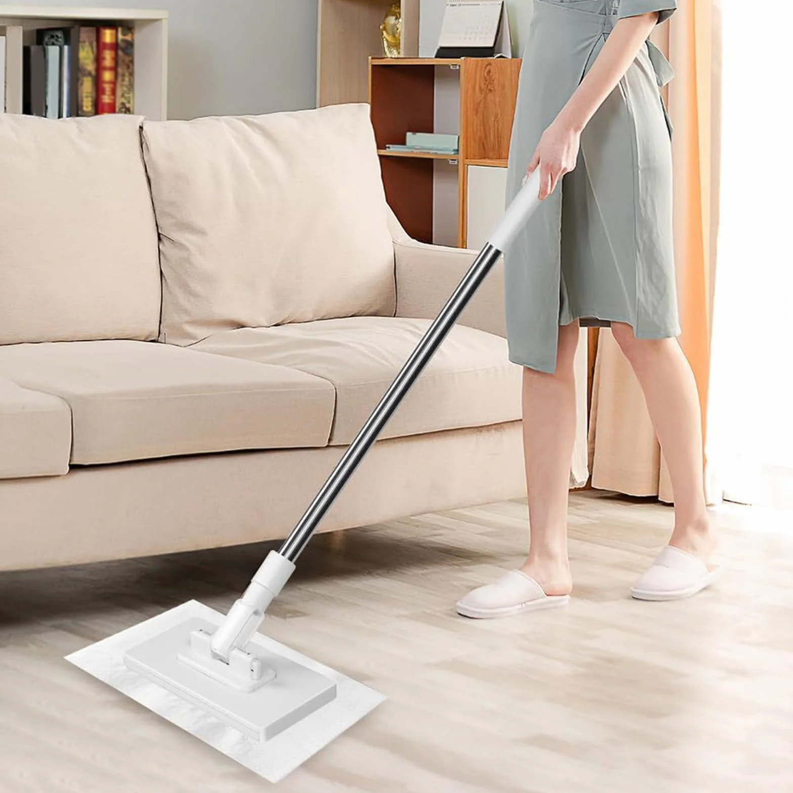 Fregona para Cocina - Paño De Microfibra Sin Necesidad De Lavado con 4 Recambios Reutilizables | Pinza Desmontable para Limpieza Multiusos en Cocina Dormitorio Baño y Pelo Mascotas