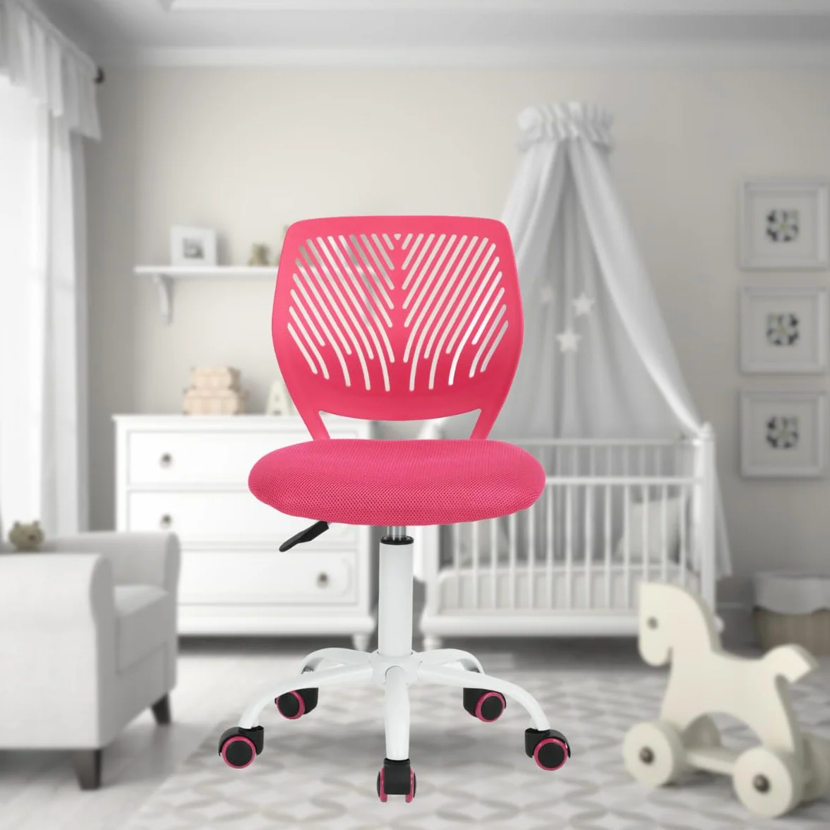 FurnitureR Silla de Oficina Multiusos para niños, Silla de Trabajo sin apoyabrazos de Altura Ajustable, Silla de Estudio giratoria Colorida para la Escuela y la Oficina en casa, Deep Pink