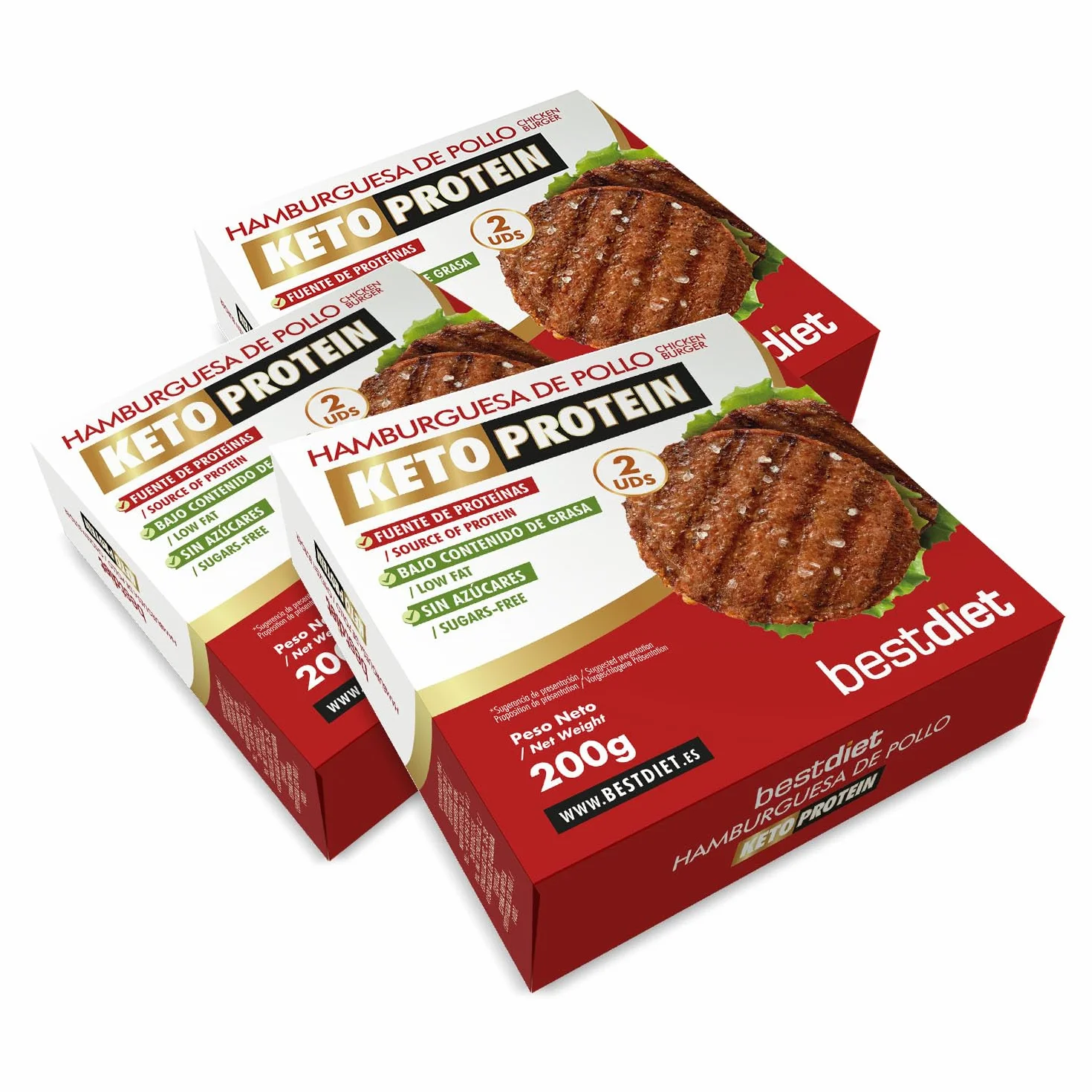 BestDiet Hamburguesa de Pollo Alta en Proteina 3 Pack – 24% Proteína, Baja en Grasas, Keto