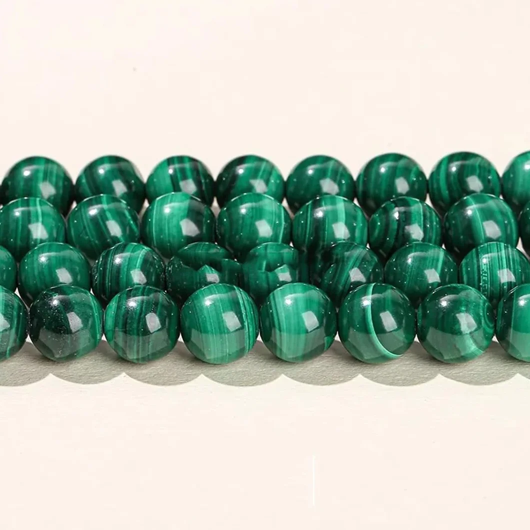Abalorio de cuentas de piedra de malaquita natural, redondo de pavo real, espaciador suelto para hacer joyas, accesorios de pulsera