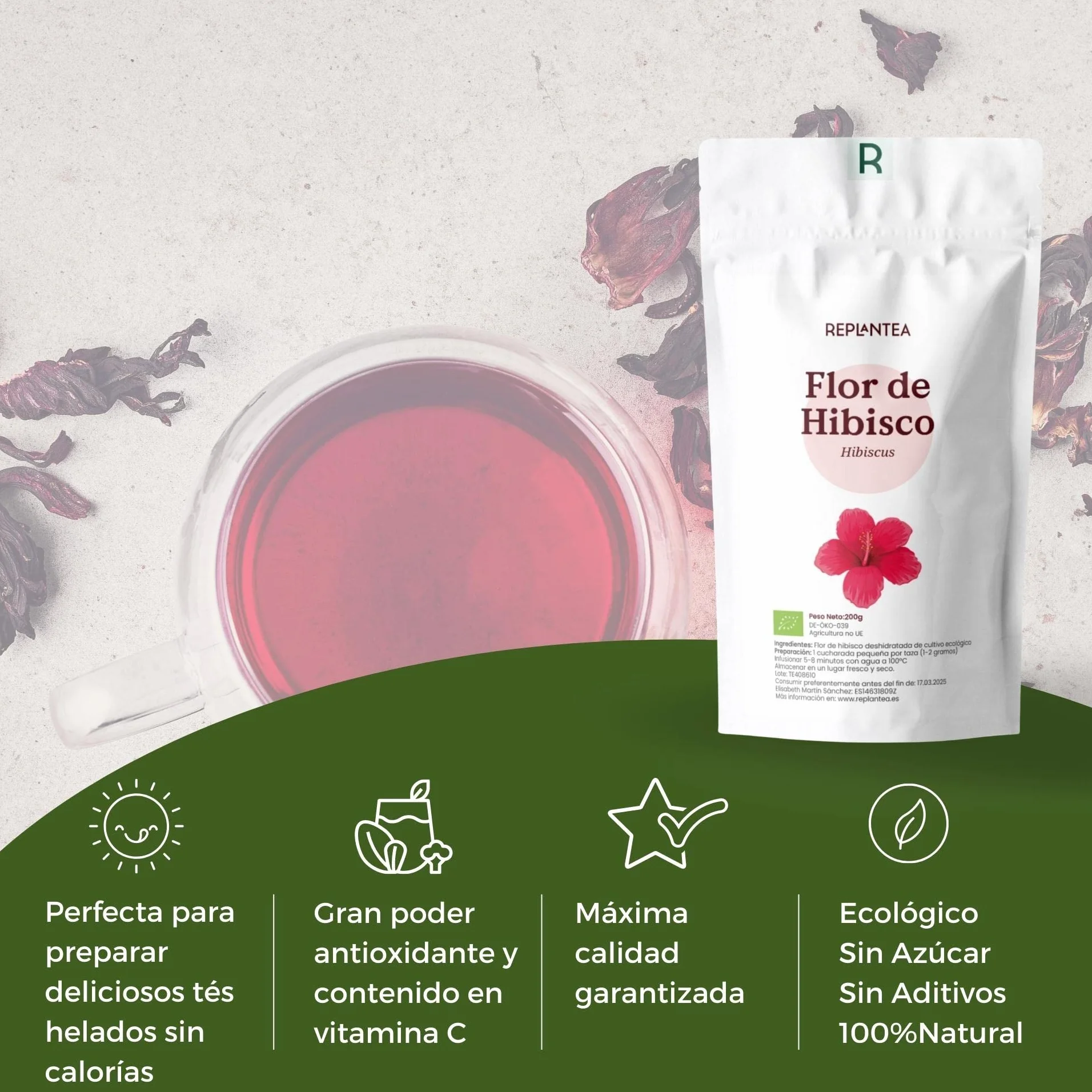 Flor de Jamaica Ecológica 200g Infusión de Hibisco REPLANTEA