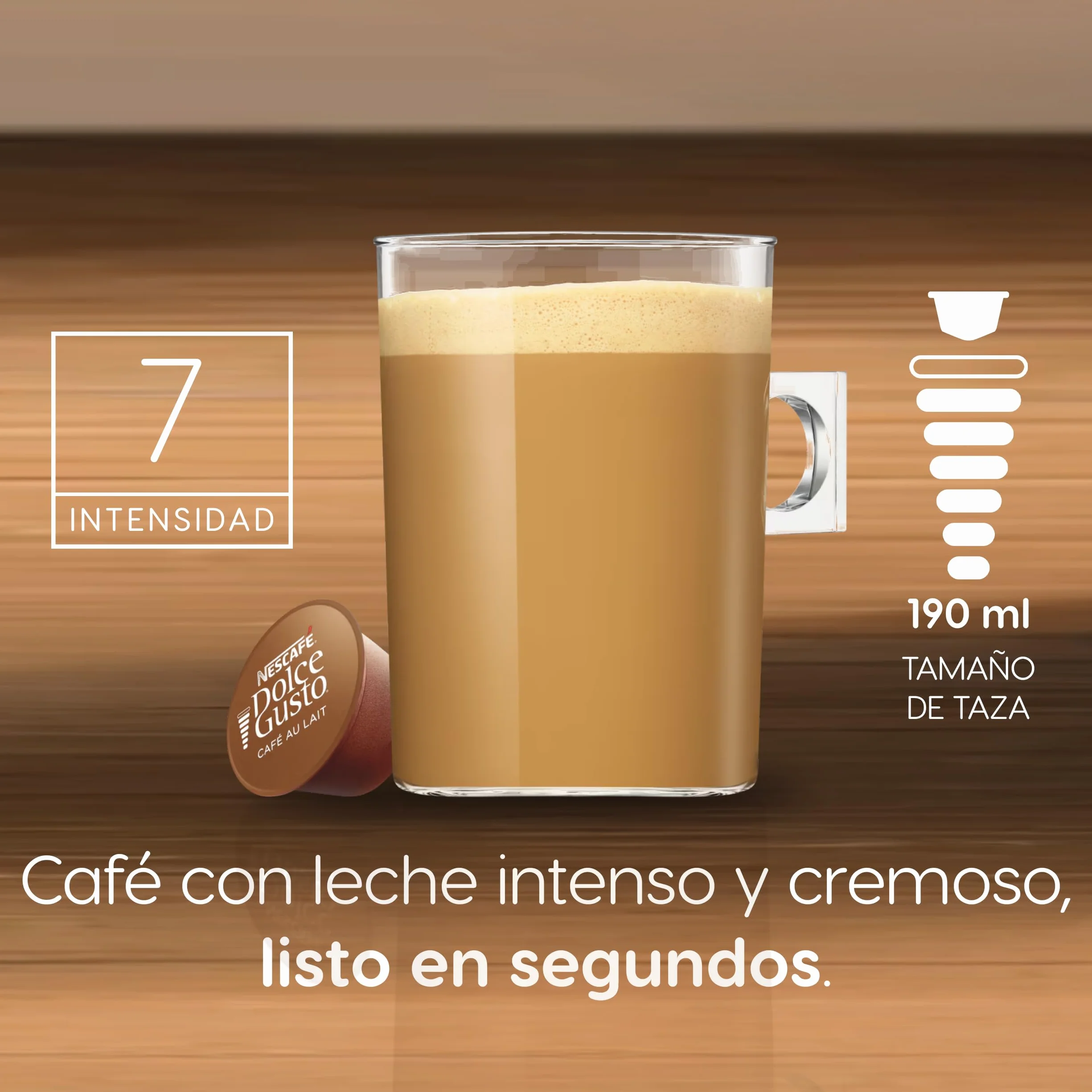NESCAFÉ Dolce Gusto Café con Leche Cápsulas de Café, 90 Cápsulas (3 x 30), Intensidad 7