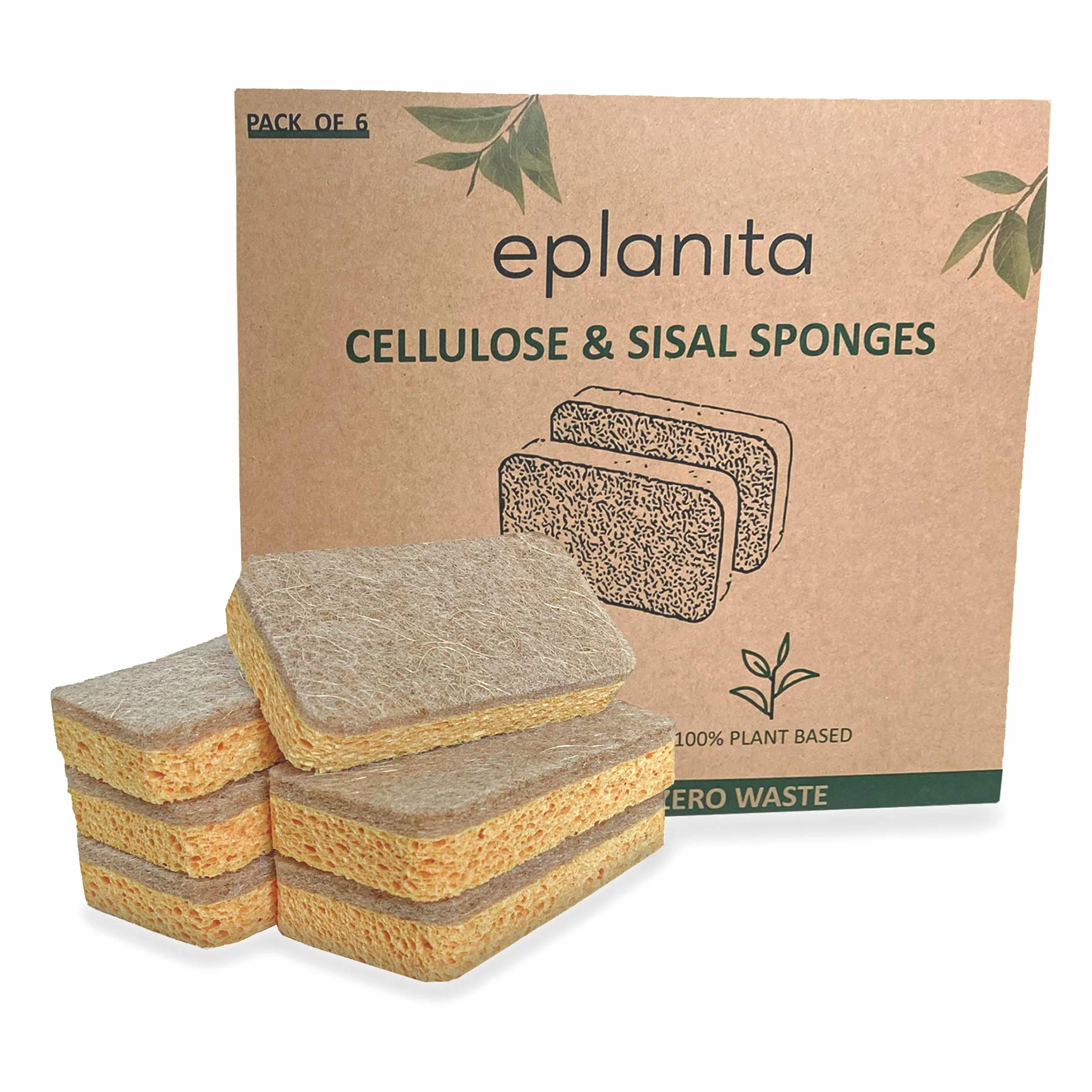 Esponjas naturales biodegradables ecológicas antiarañazos paquete de 6 para cocina y baño