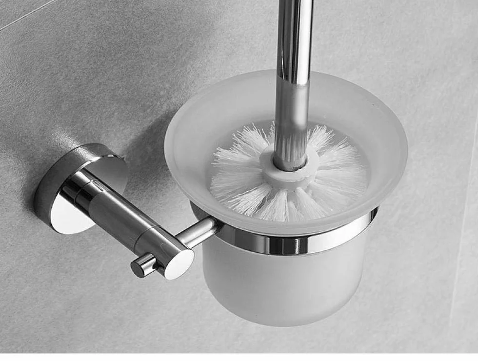 Juego de soporte para escobilla de inodoro de acero inoxidable 304 con montaje en pared y opciones de pie, cepillo de inodoro de cerdas de silicona y kit de soporte